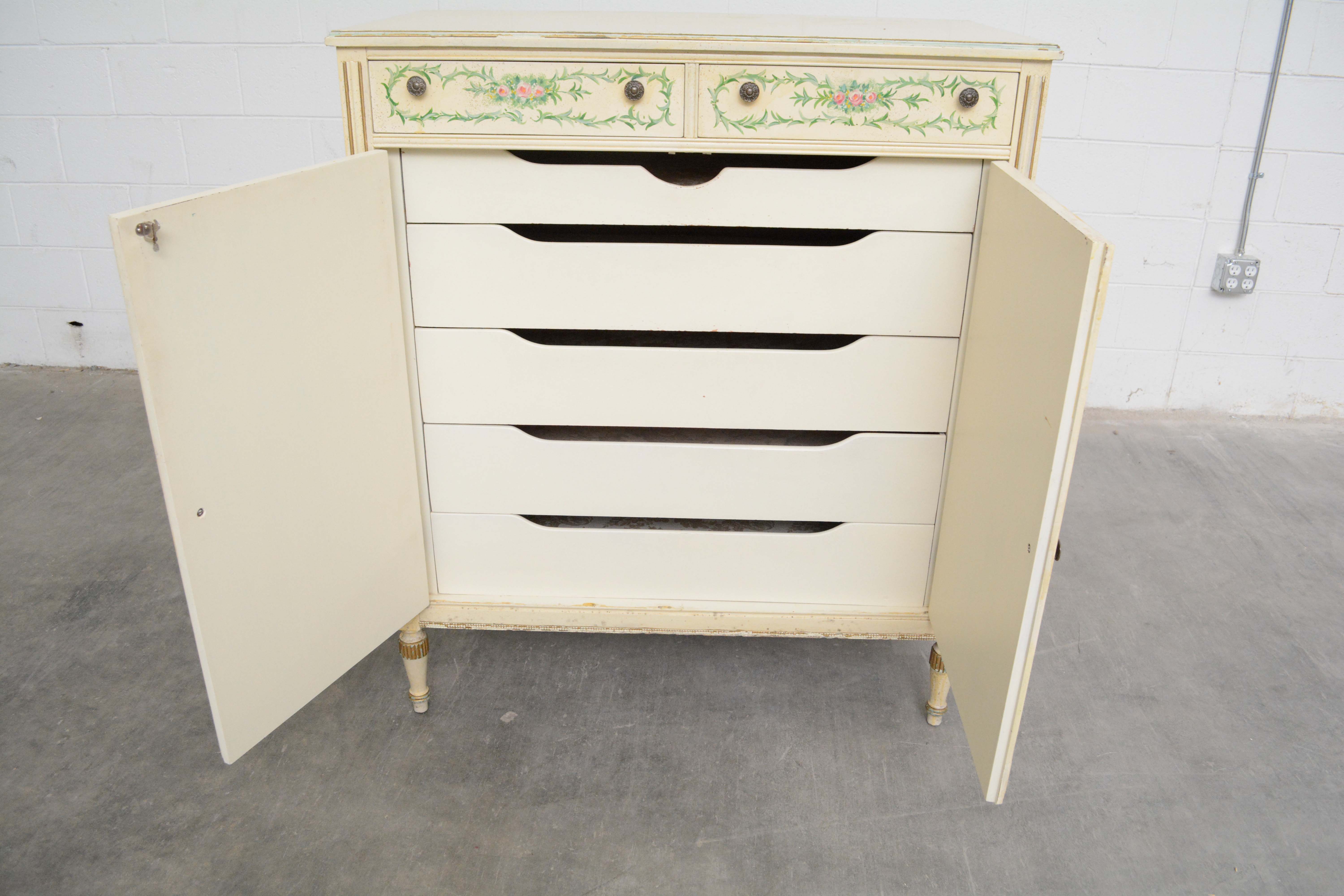 French Provincial Style Painted Wood Chest of Drawers, Early/Mid 20th Century