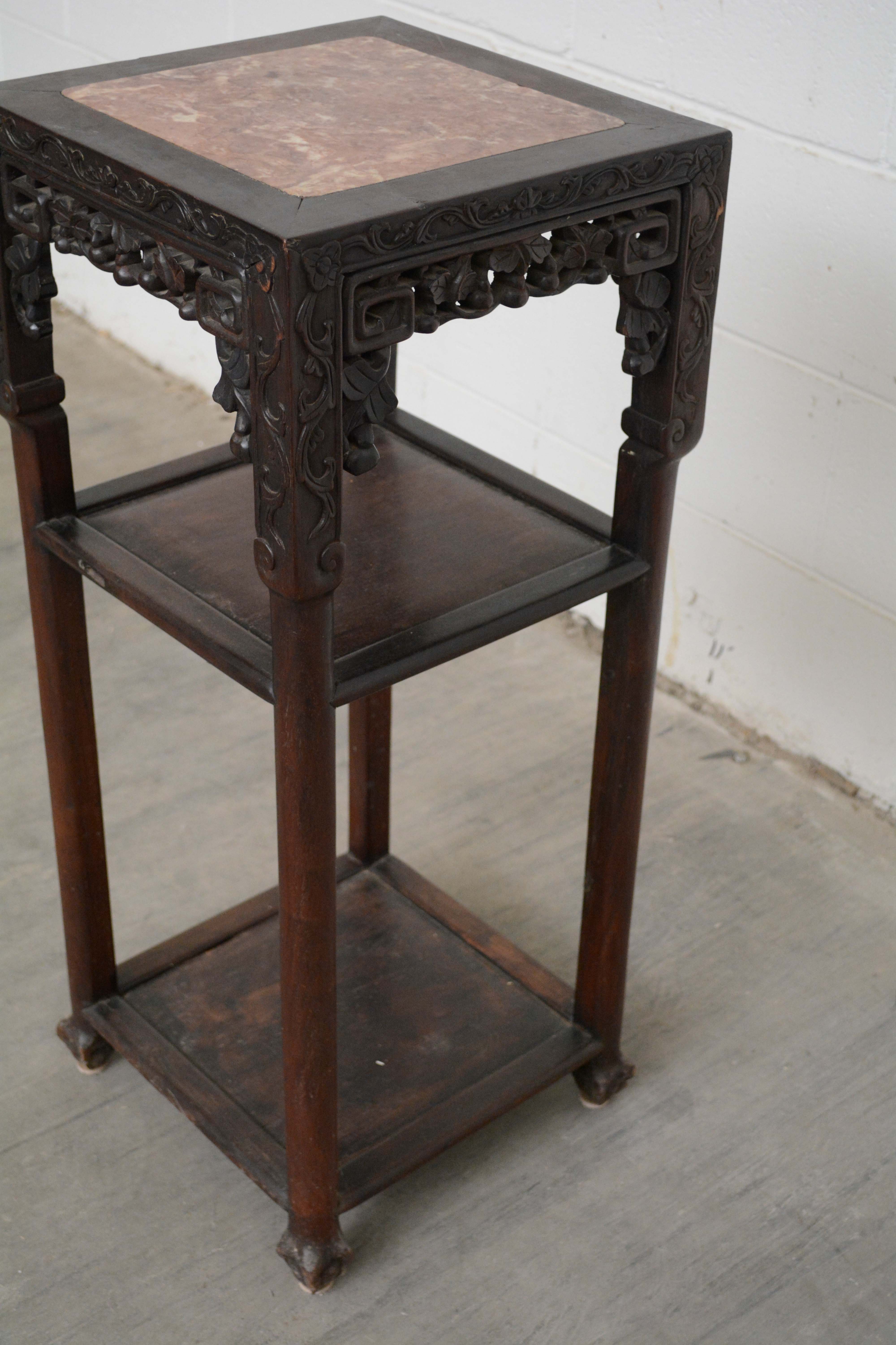Chinese Mahogany Plant Stand, 20th Century