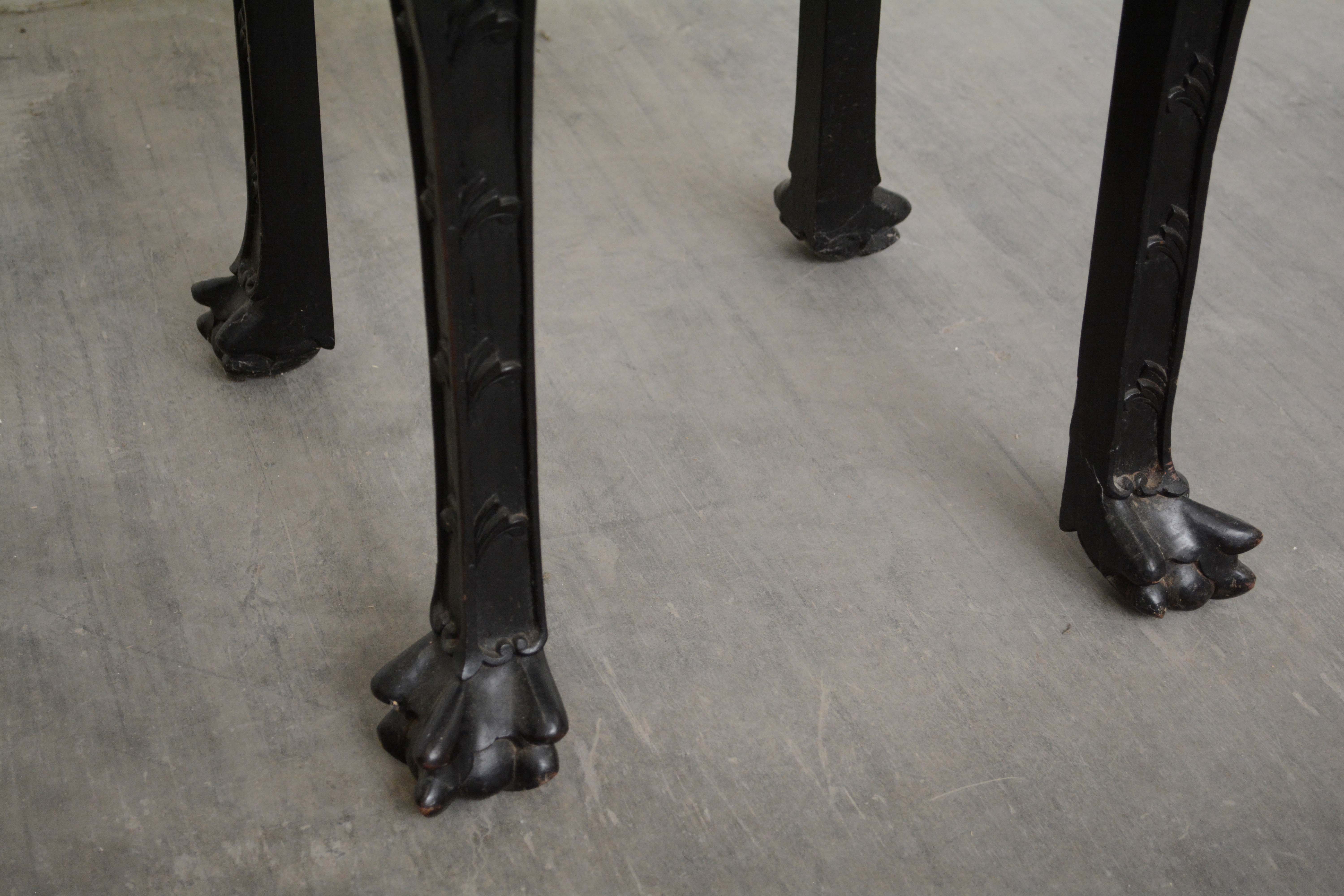 Chinese Carved Wood and Marble Plant Stand, Early/Mid 20th Century