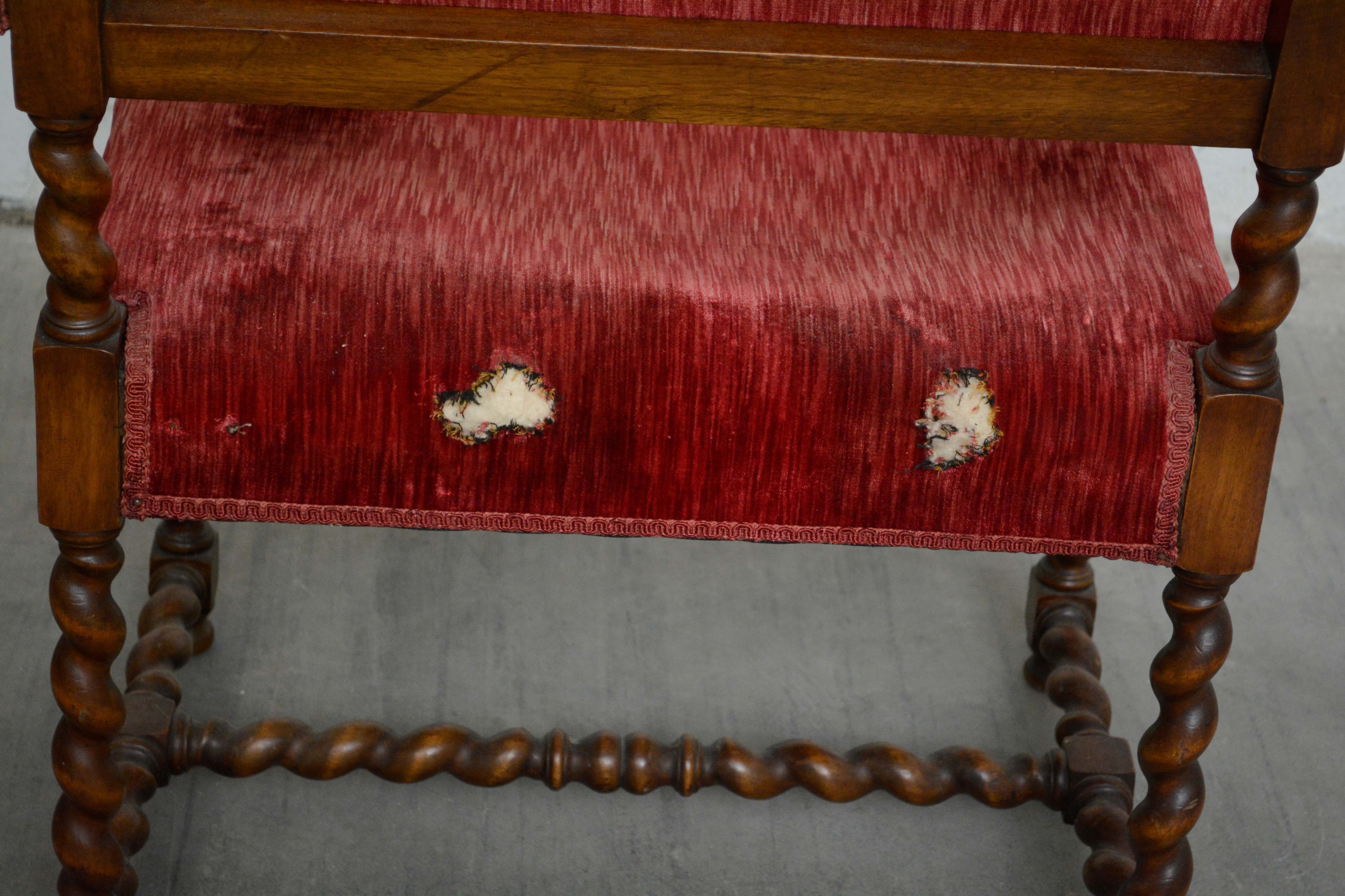 Louis XIII Style Walnut Armchairs, 20th Century