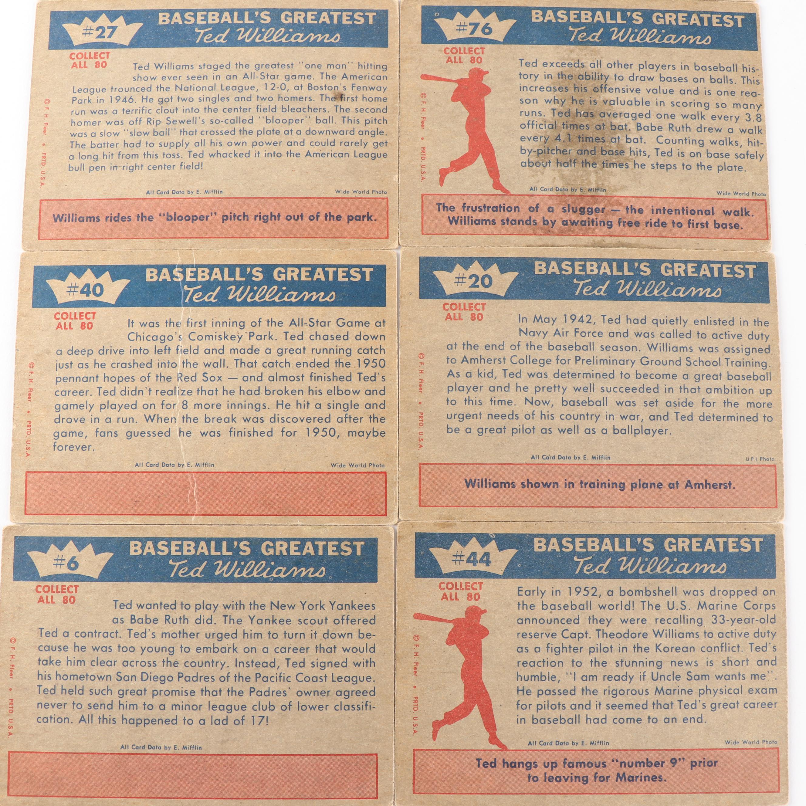 1959 Fleer "Baseball's Greatest" Ted Williams Cards