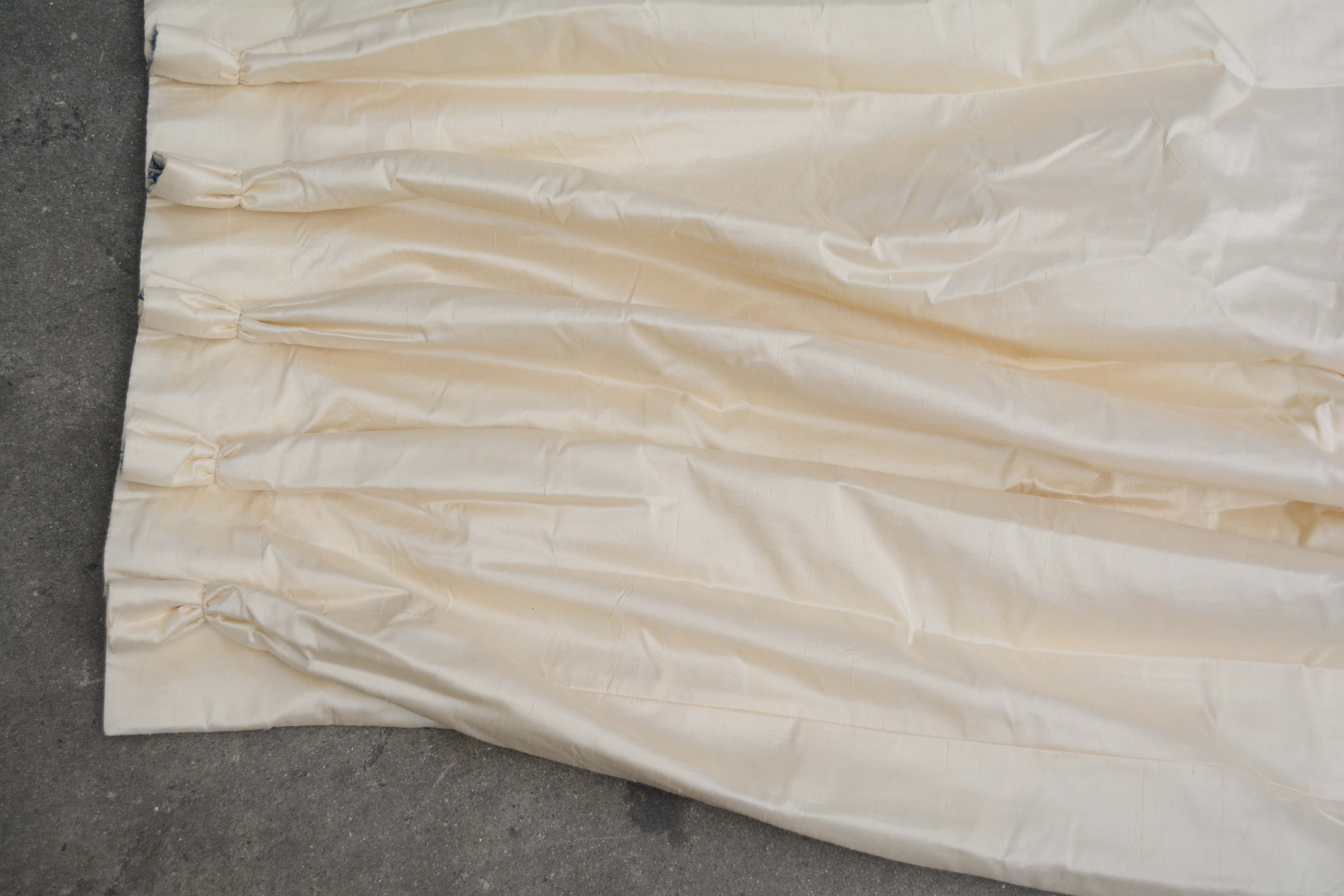 Blue and White Toile Pastoral Lined Curtain Panels