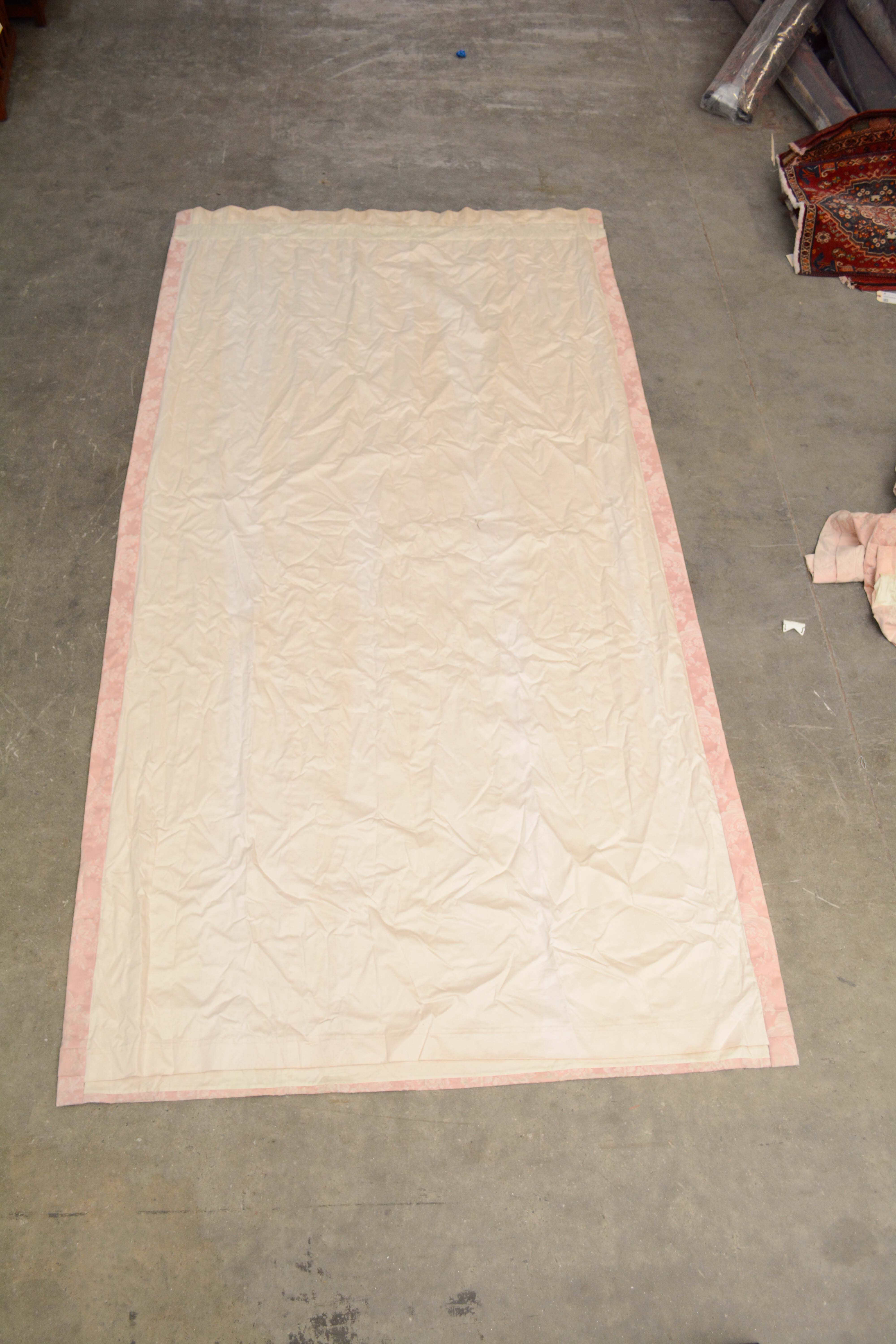 Pink Silk Floral Jacquard Lined Drapery Panels