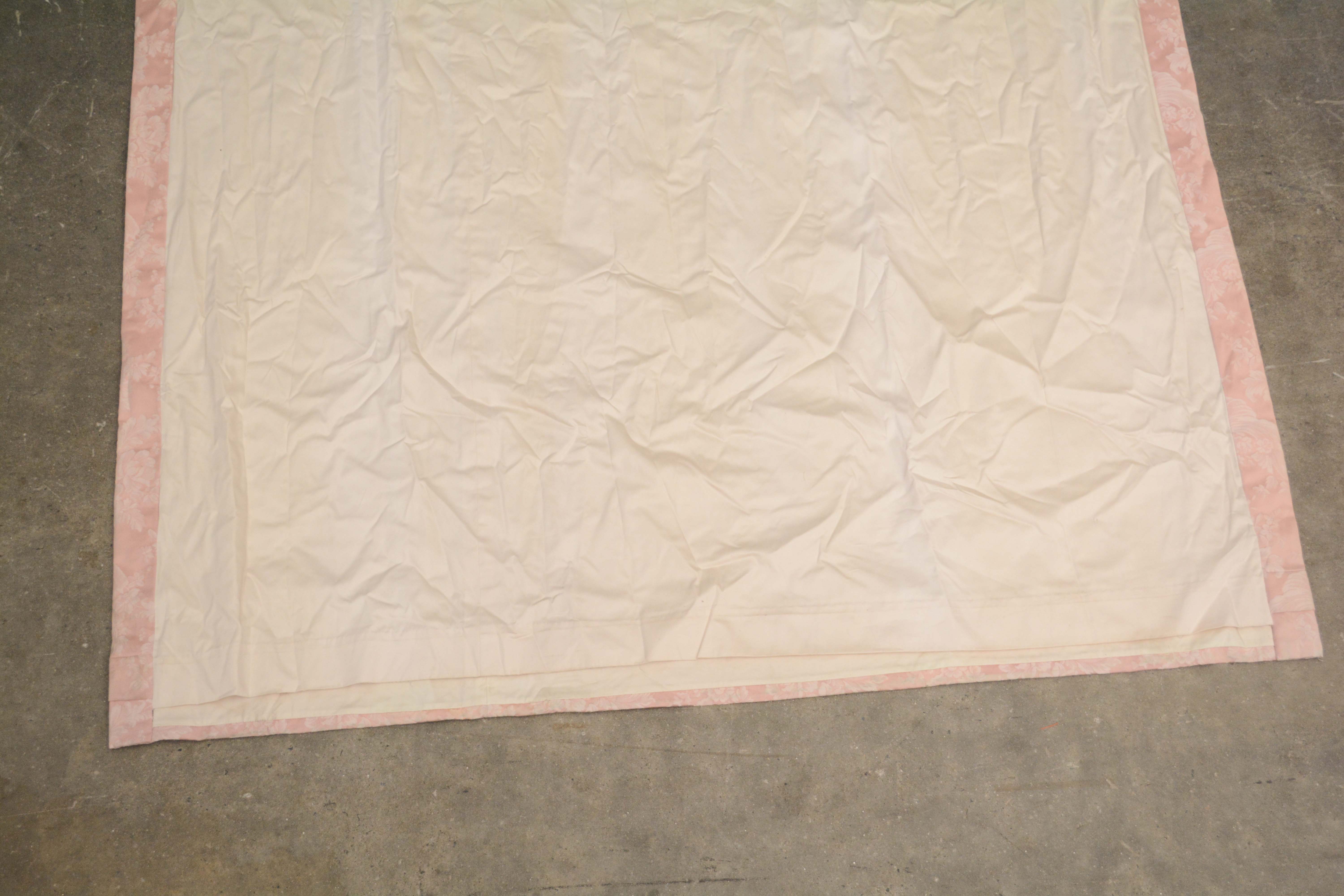 Pink Silk Floral Jacquard Lined Drapery Panels