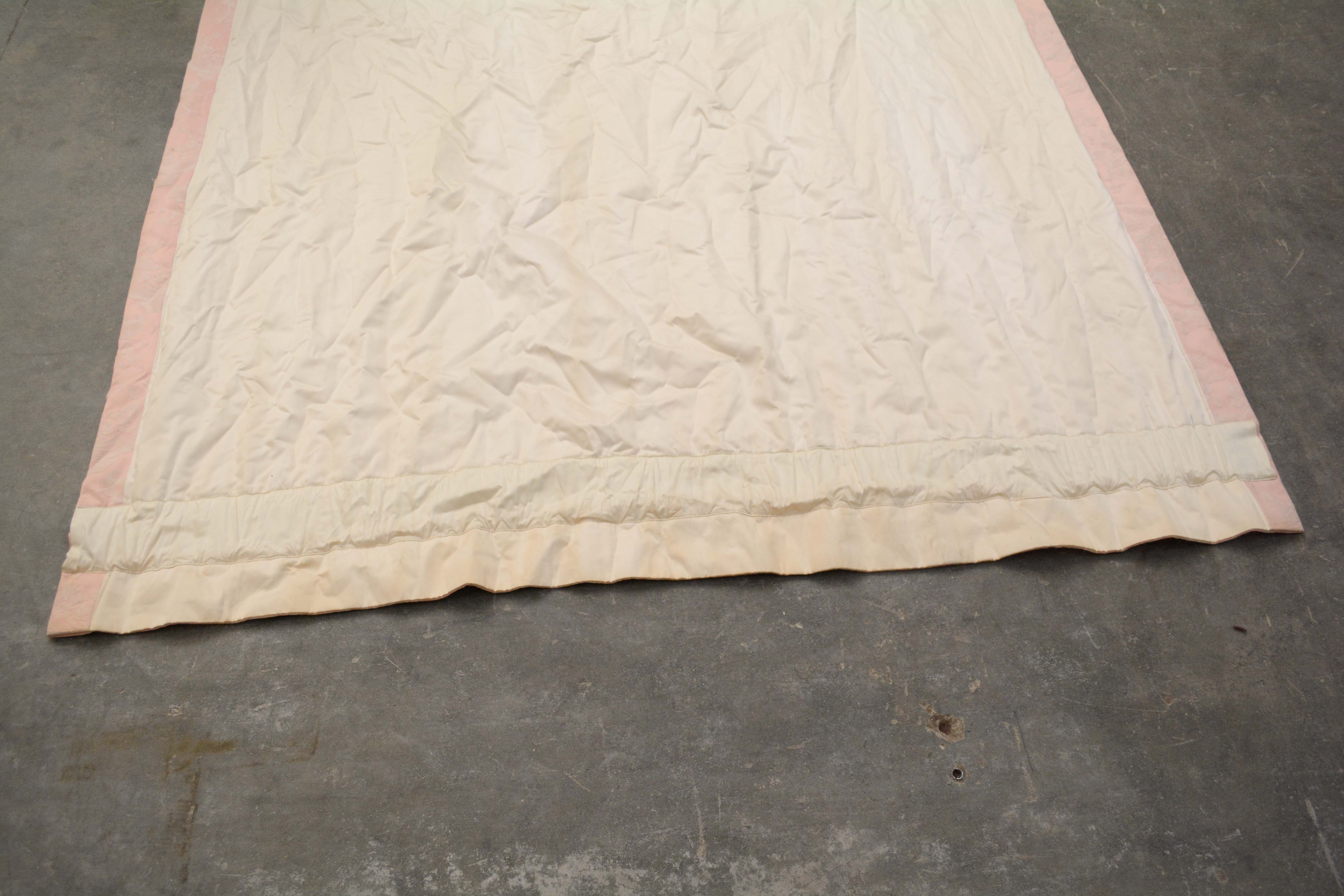 Pink Silk Floral Jacquard Lined Drapery Panels