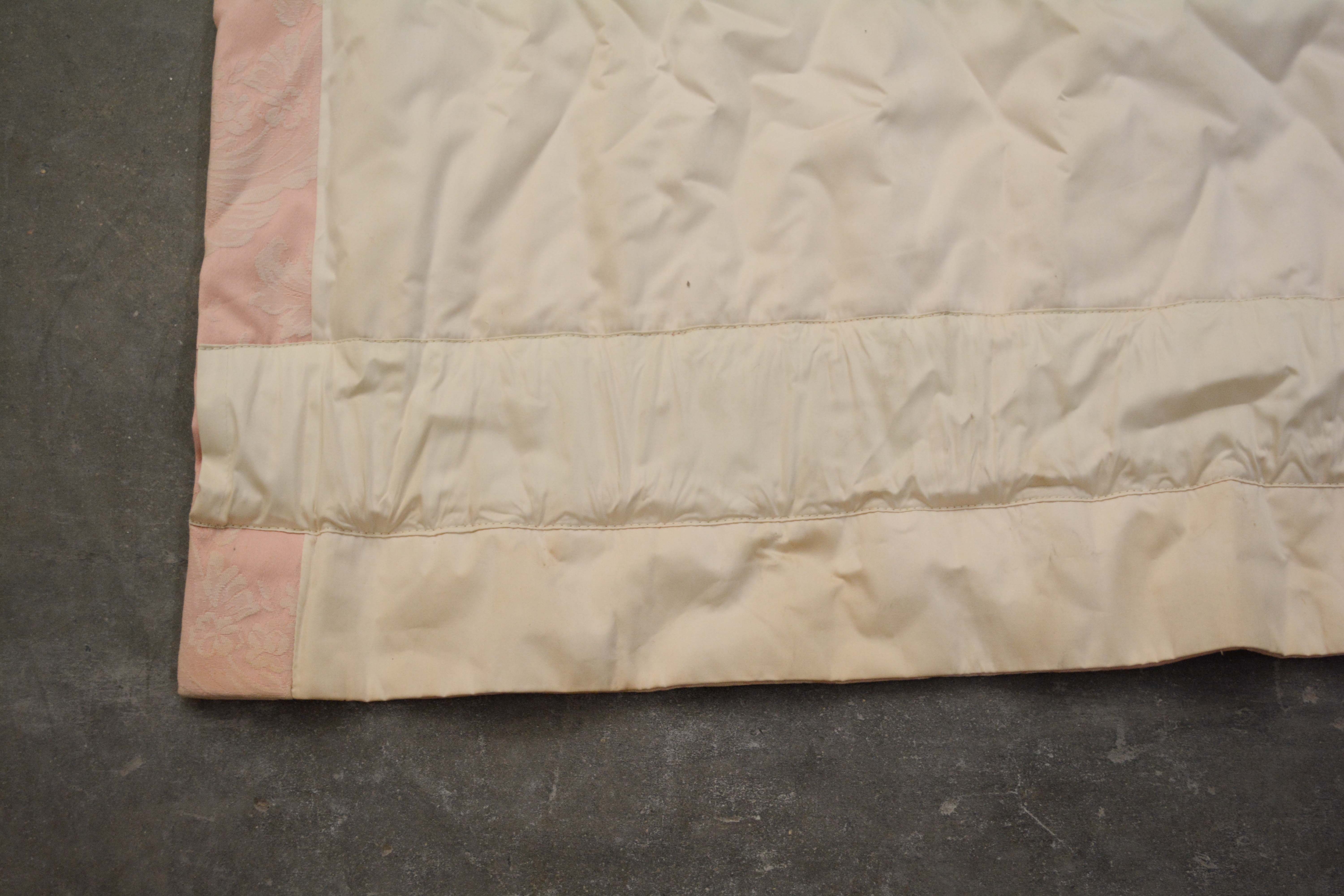 Pink Silk Floral Jacquard Lined Drapery Panels