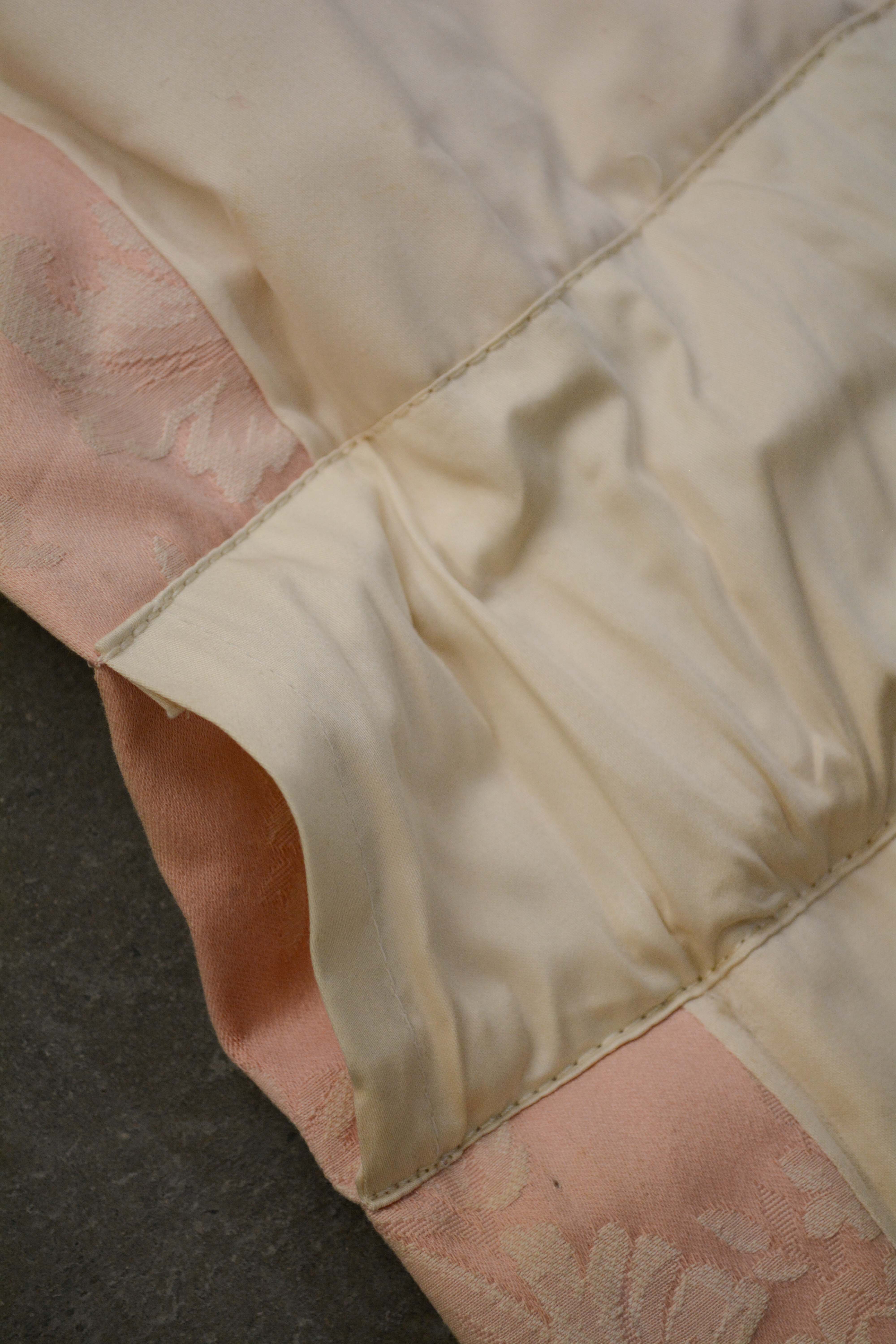 Pink Silk Floral Jacquard Lined Drapery Panels