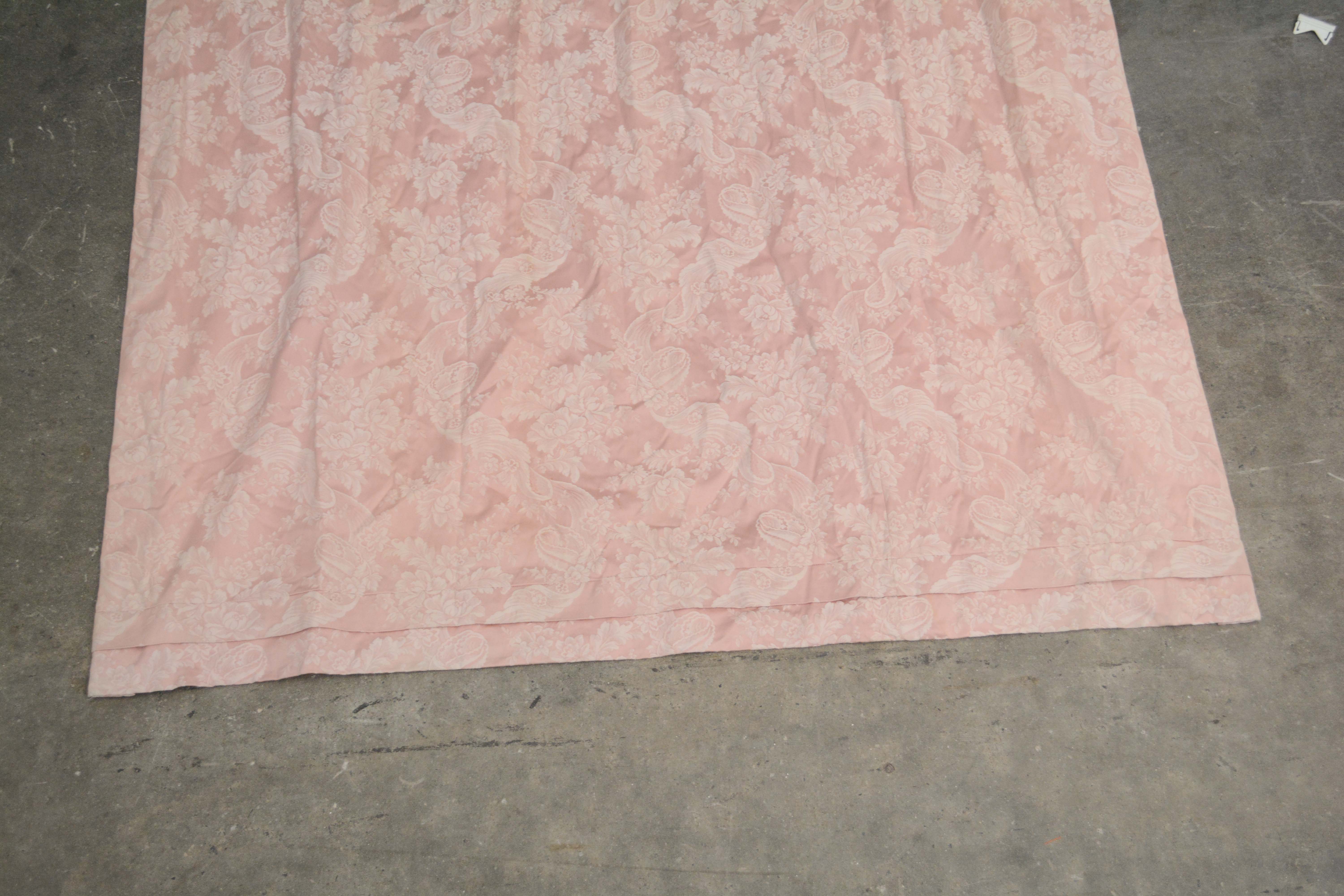 Pink Silk Floral Jacquard Lined Drapery Panels