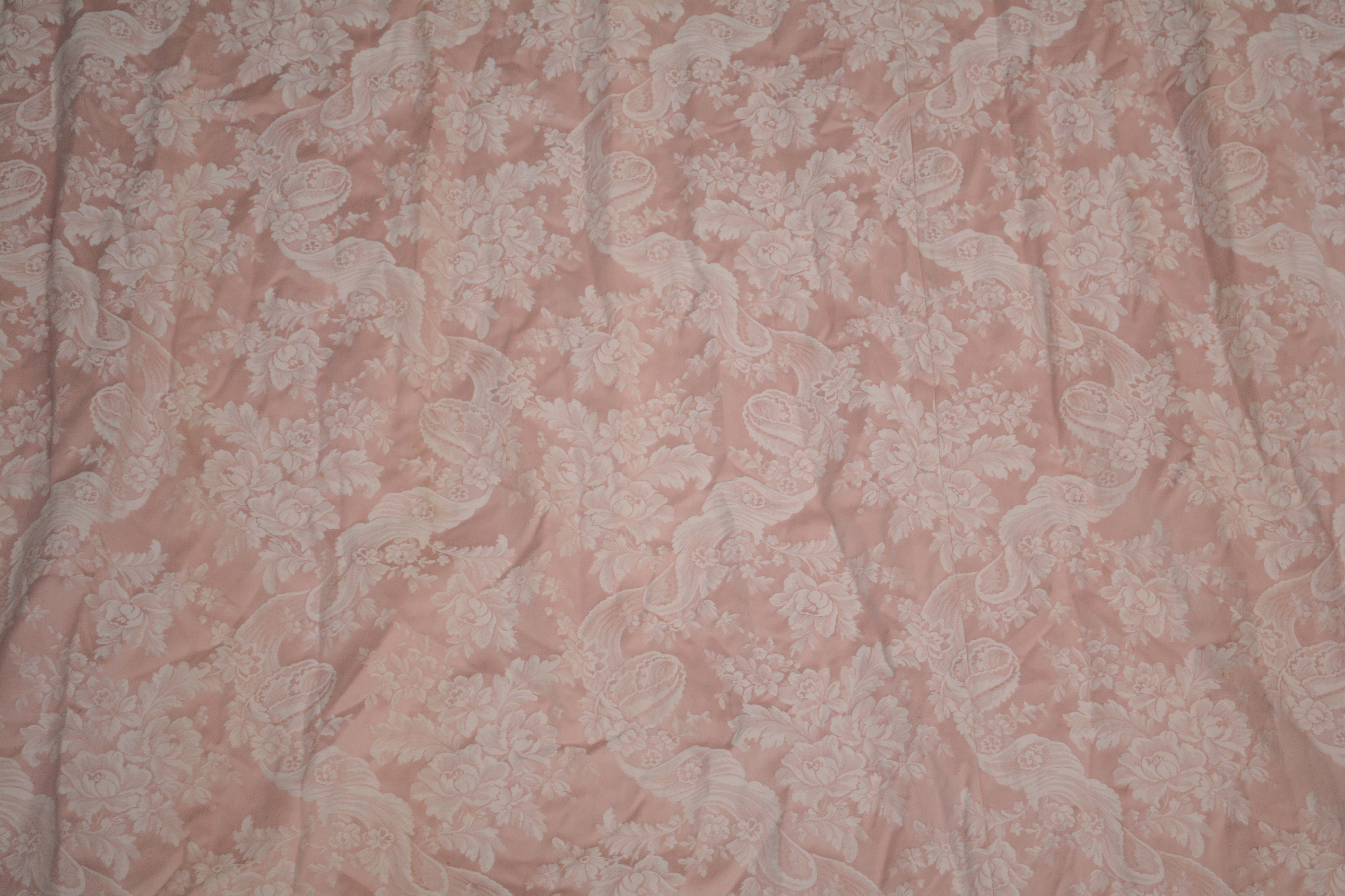 Pink Silk Floral Jacquard Lined Drapery Panels