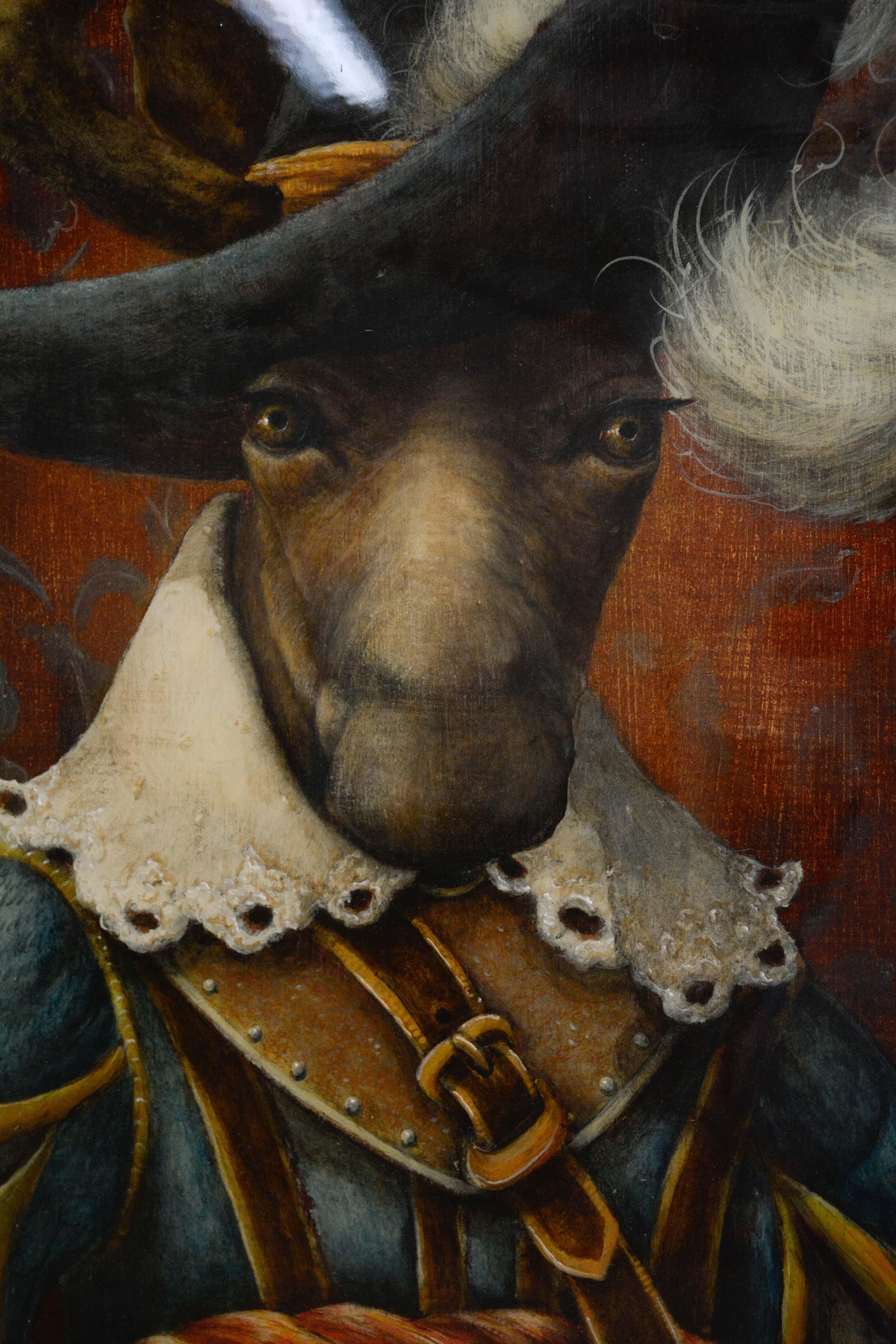 Anthropomorphic Moose Portrait Oil Painting