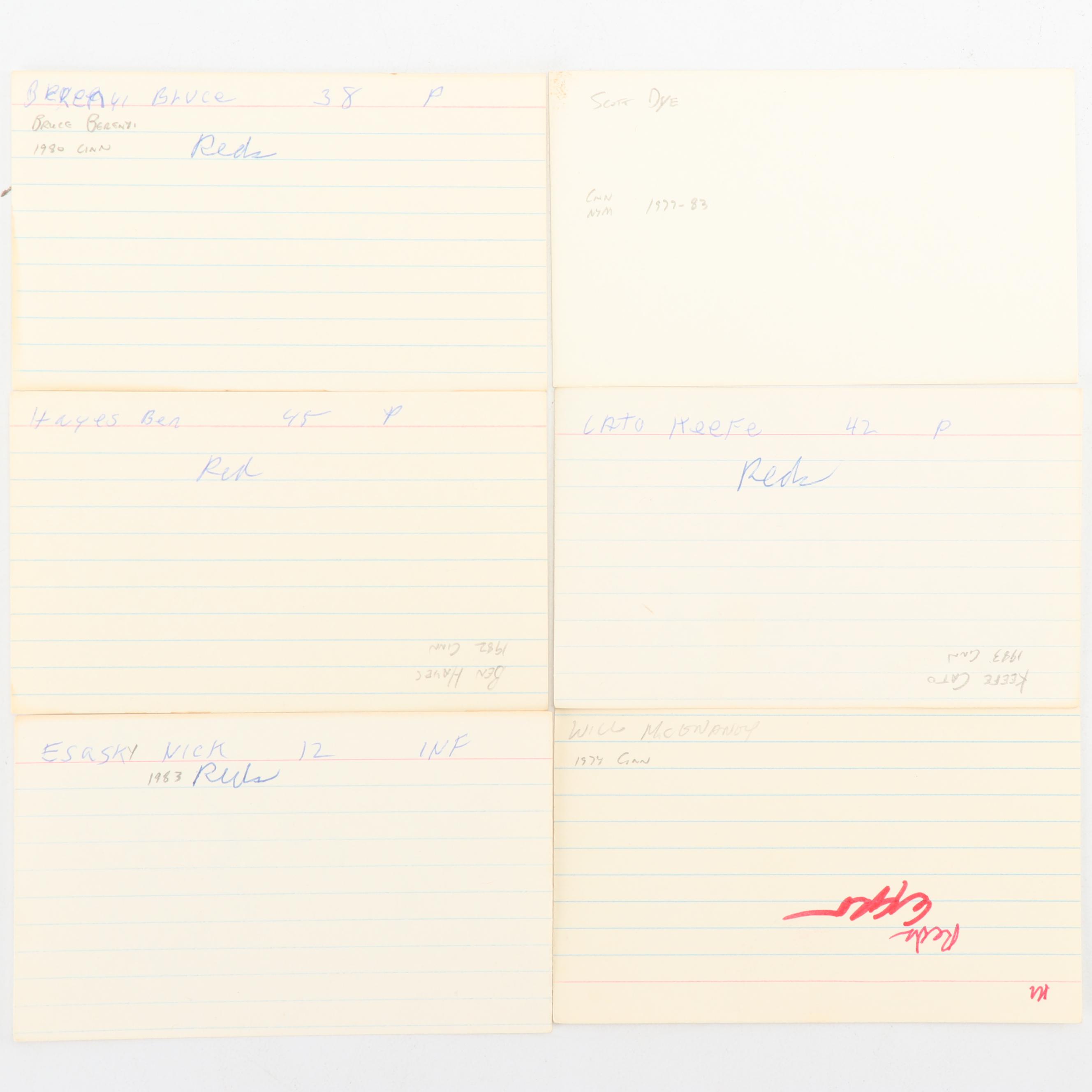 Vintage Cincinnati Reds Players Autographed Note Cards