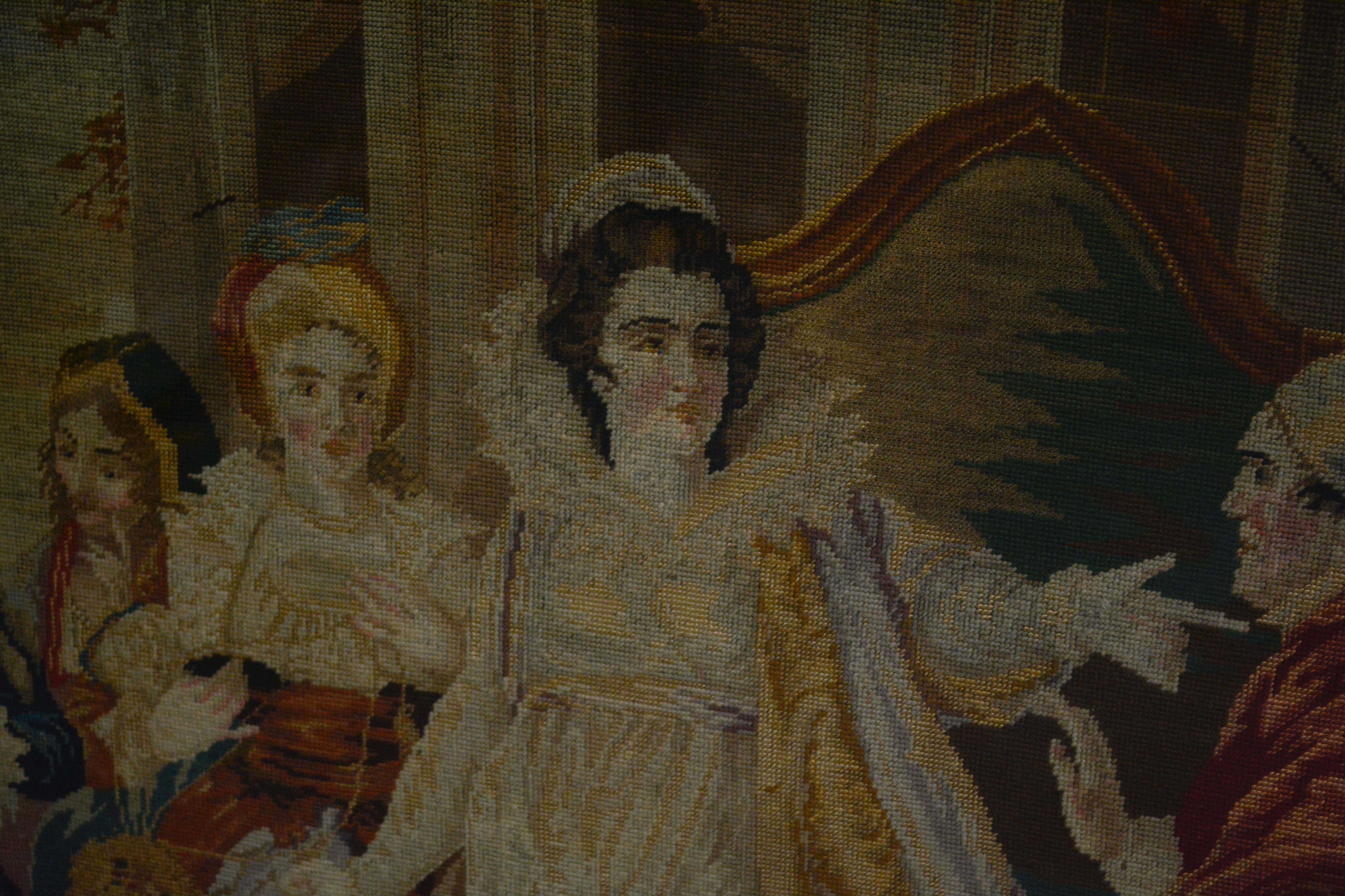 Late 19th Century Needlepoint Depicting Marie de Medici and Cardinal Richelieu