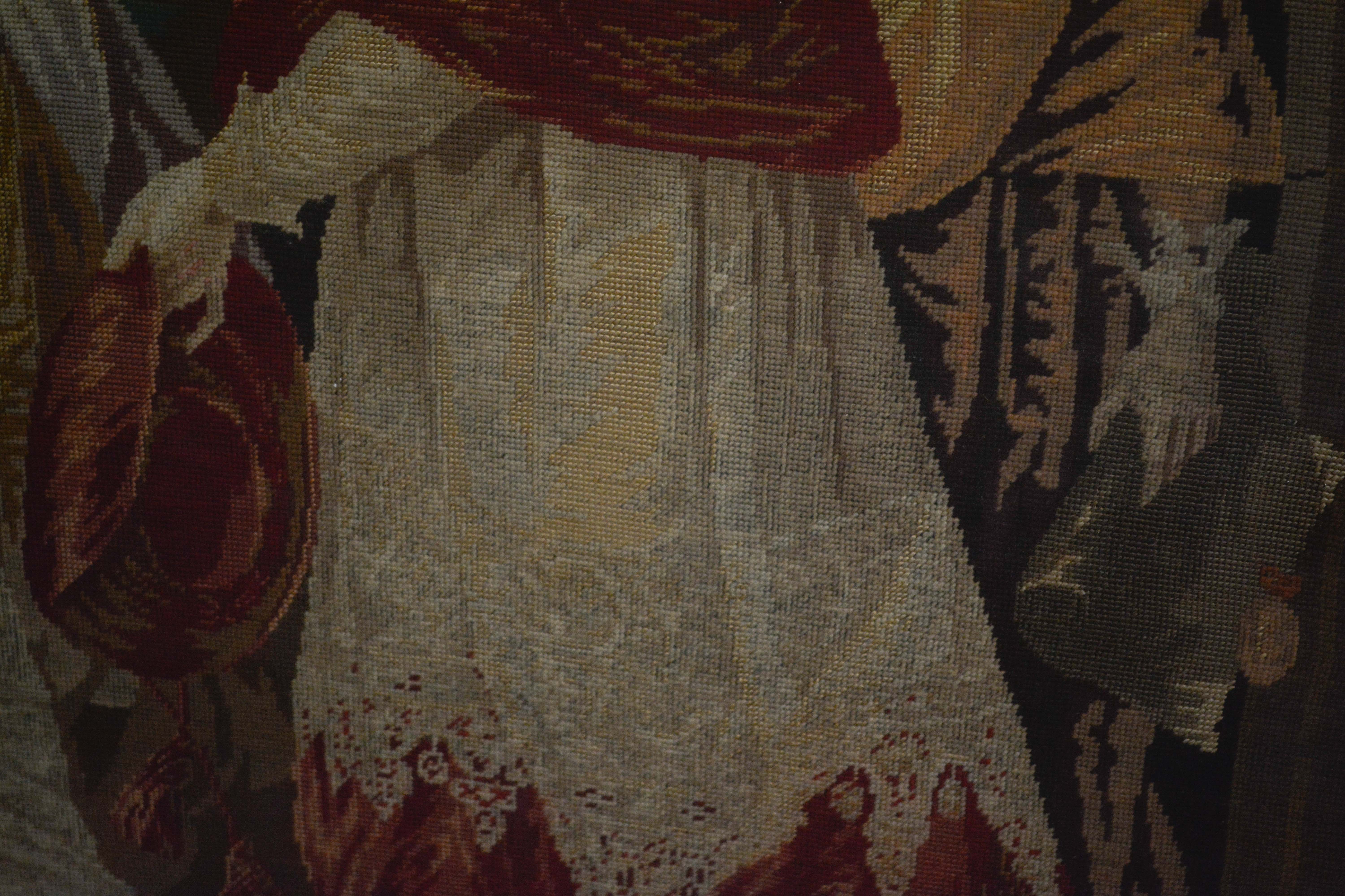 Late 19th Century Needlepoint Depicting Marie de Medici and Cardinal Richelieu