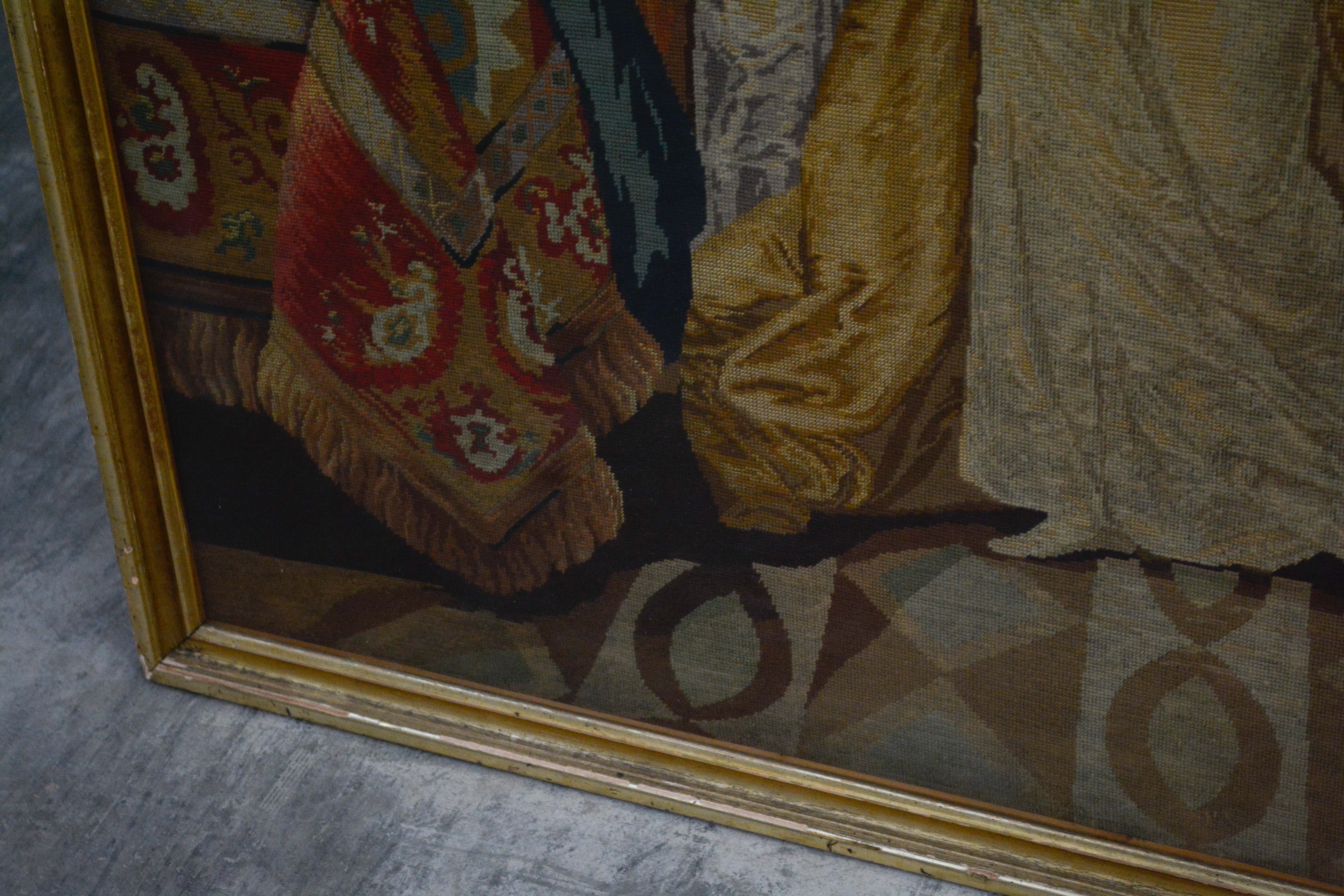 Late 19th Century Needlepoint Depicting Marie de Medici and Cardinal Richelieu