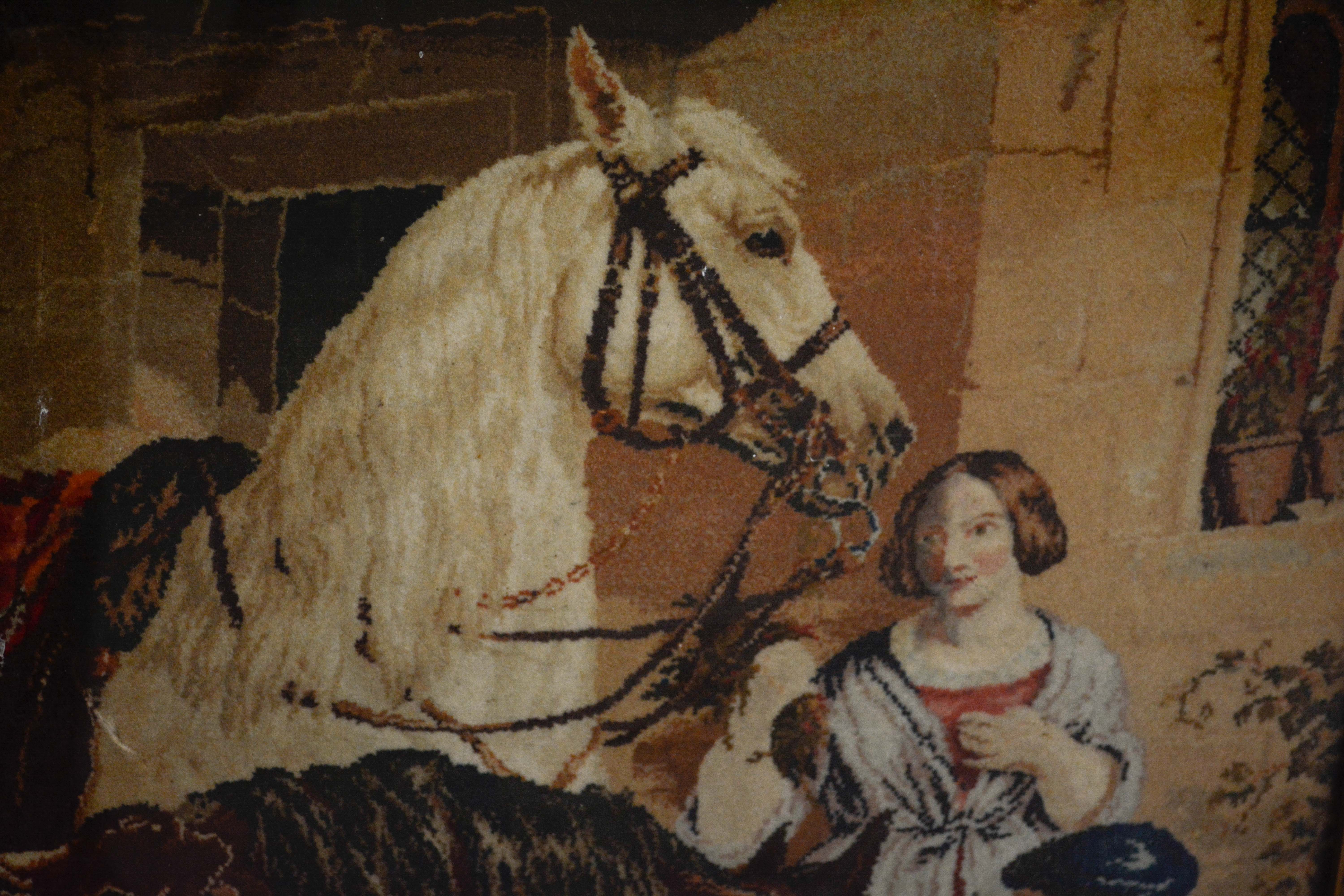 Pile Woven Textile of Stable Scene