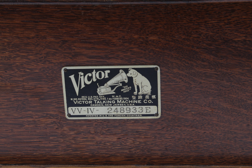 Victrola-Victor Talking Machine Victrola with Wood Case and Records