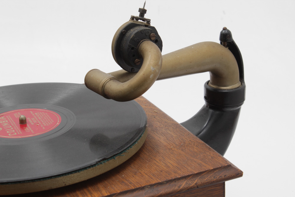 Victrola-Victor Talking Machine Victrola with Wood Case and Records