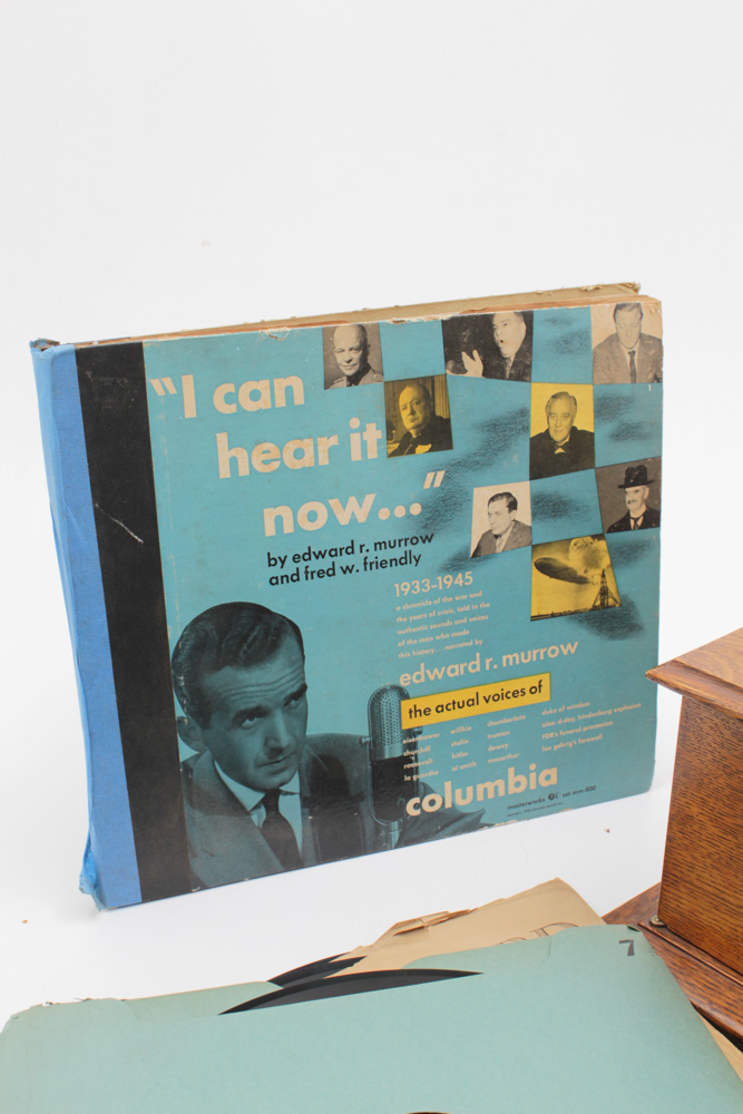 Victrola-Victor Talking Machine Victrola with Wood Case and Records