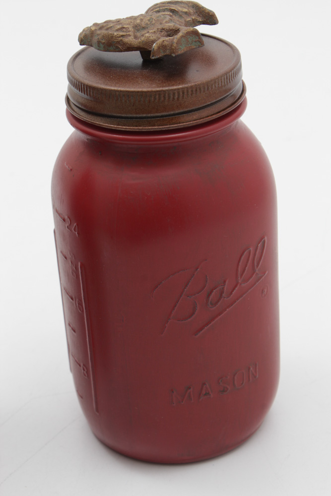 Rustic Painted Ball Jar Bookends with Roosters