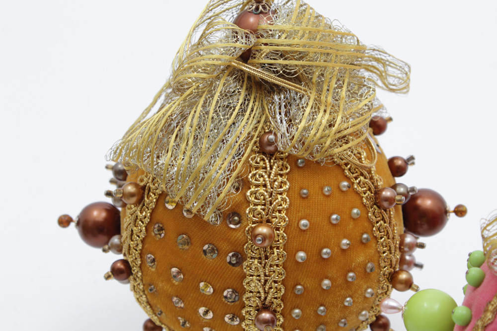 Victorian Style Bead and Sequin Fabric Christmas Ornaments