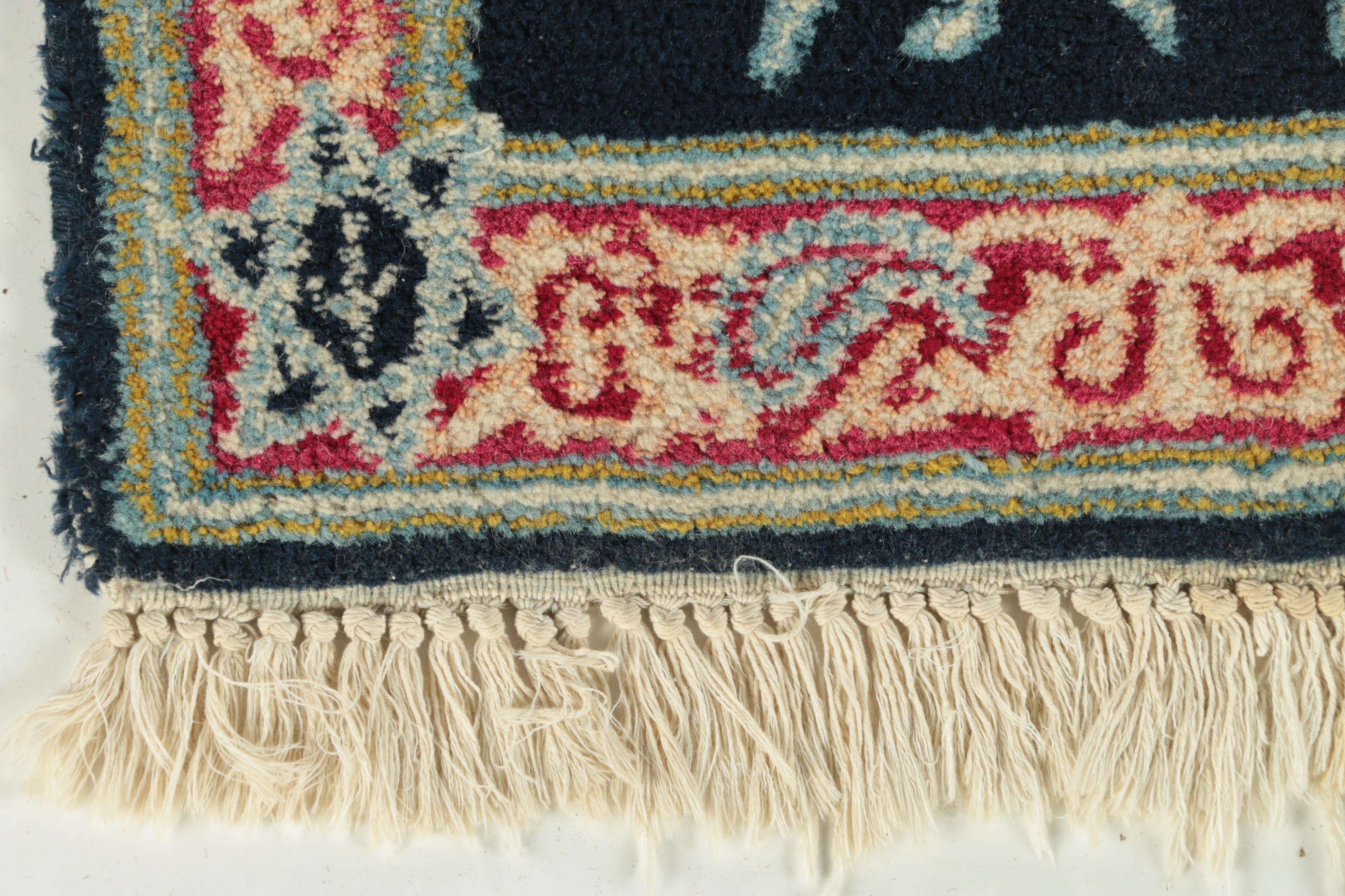 Hand-Knotted Persian Hebrew Wool Prayer Mat, Circa 1950s