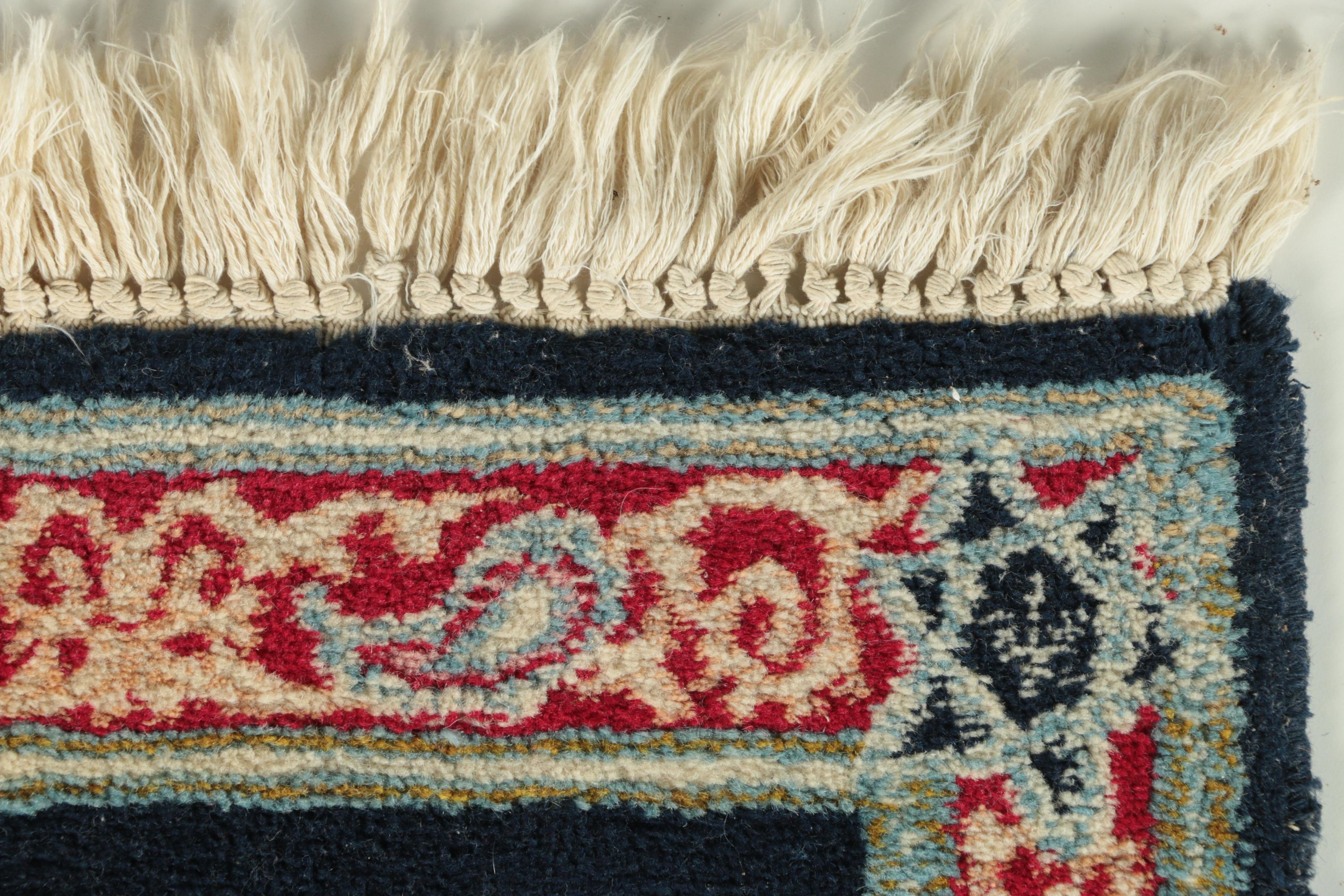 Hand-Knotted Persian Hebrew Wool Prayer Mat, Circa 1950s