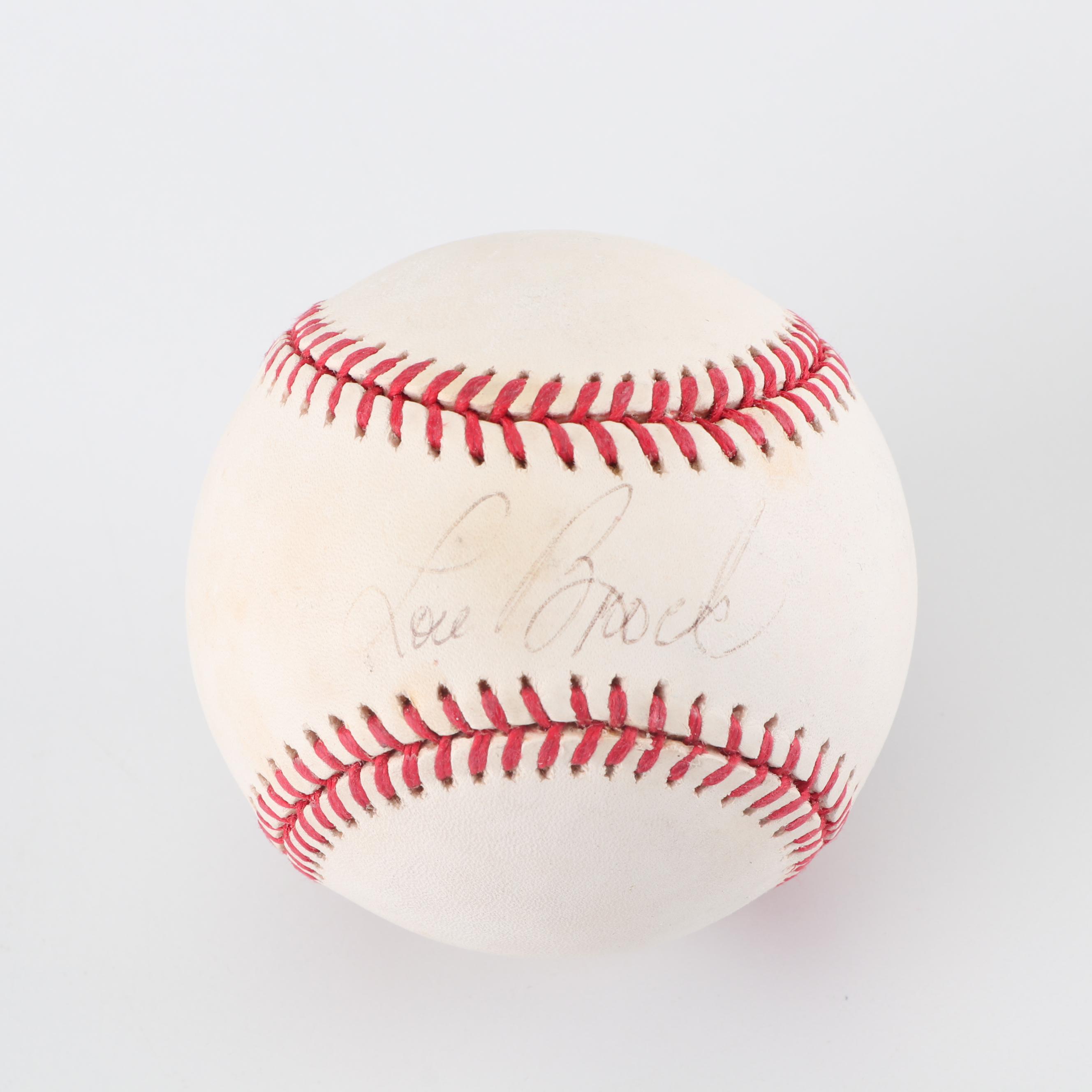Lou Brock Autographed Baseball