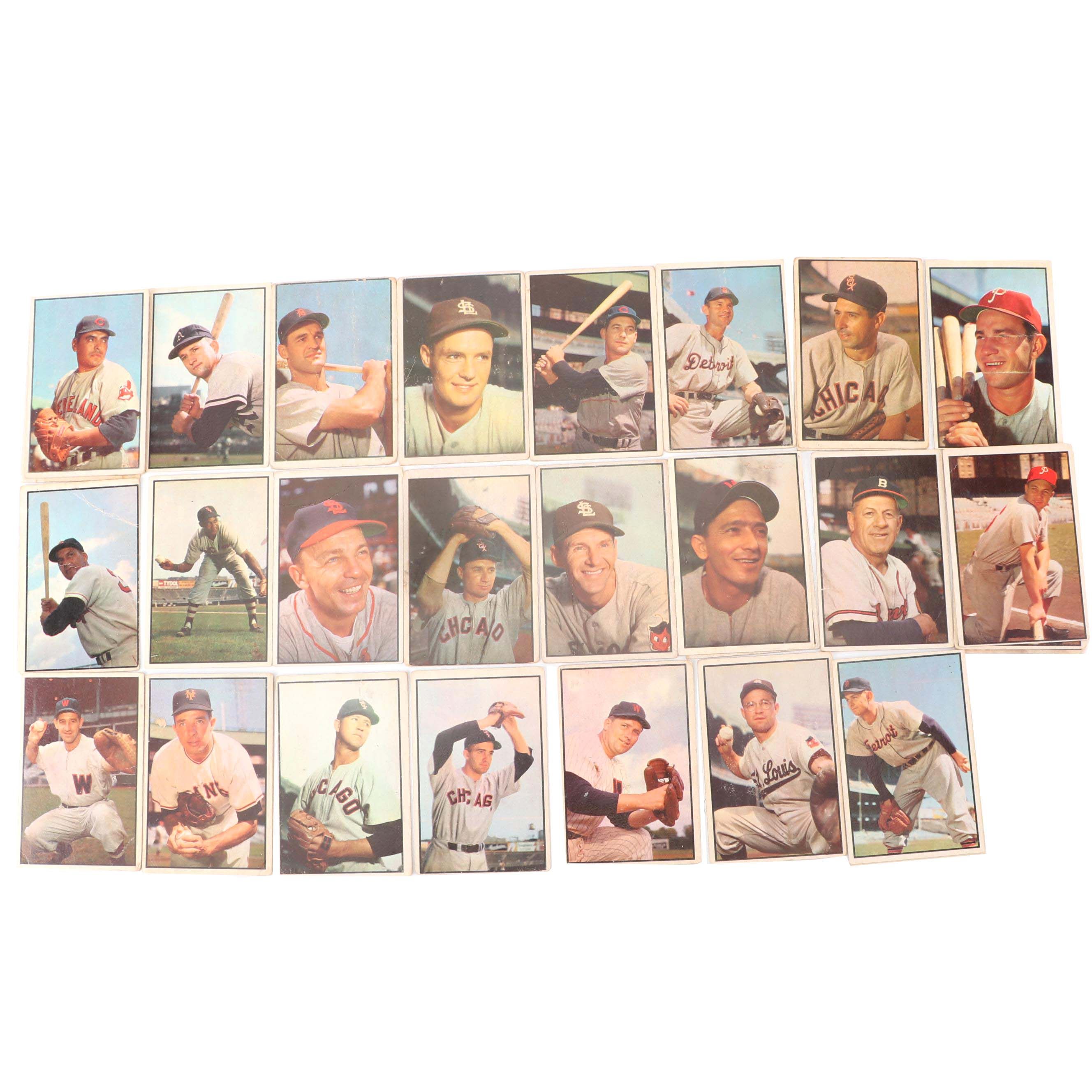 1953 Bowman Color Baseball Cards including Bob Cain