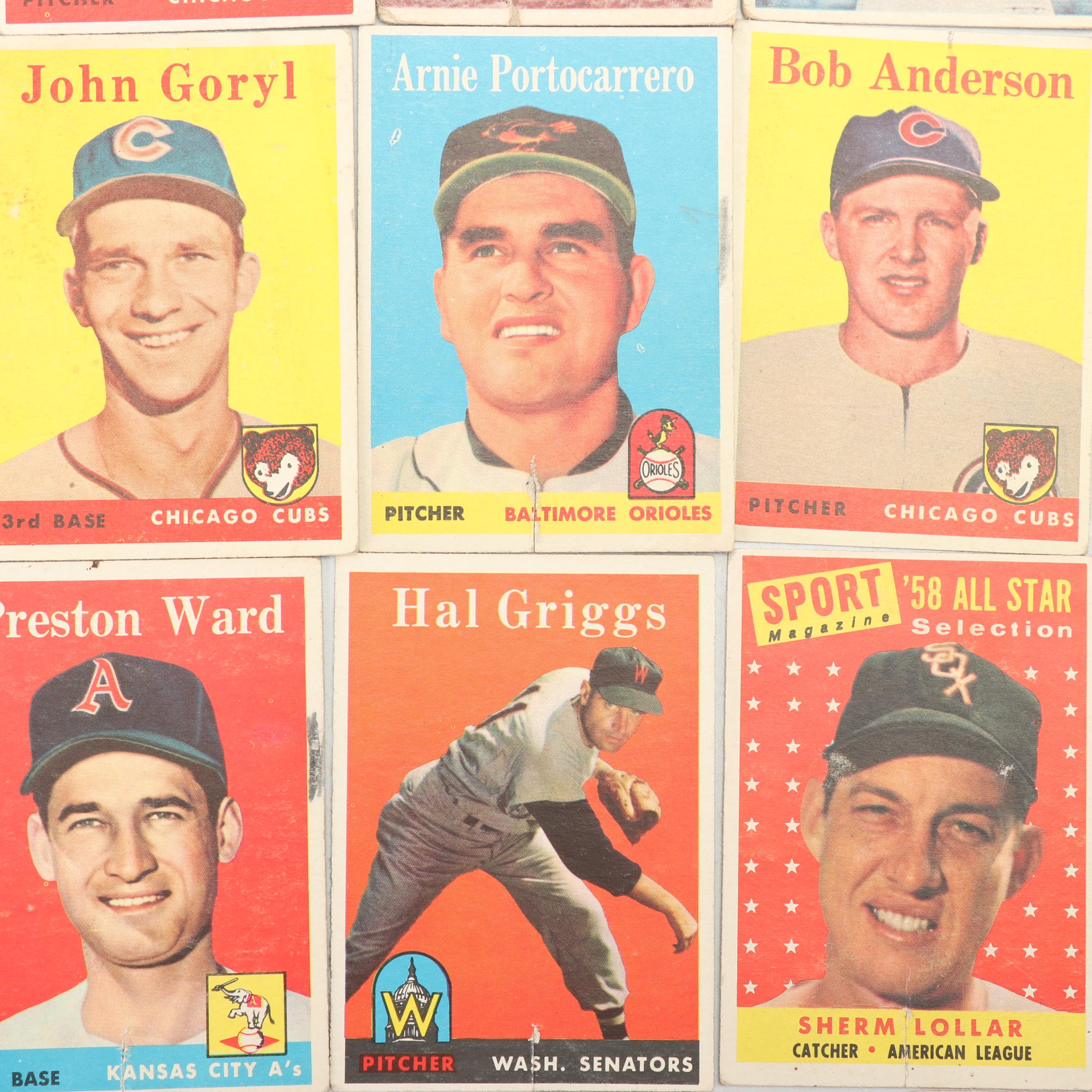 1957 and 1958 Topps Baseball Cards including Don Kaiser