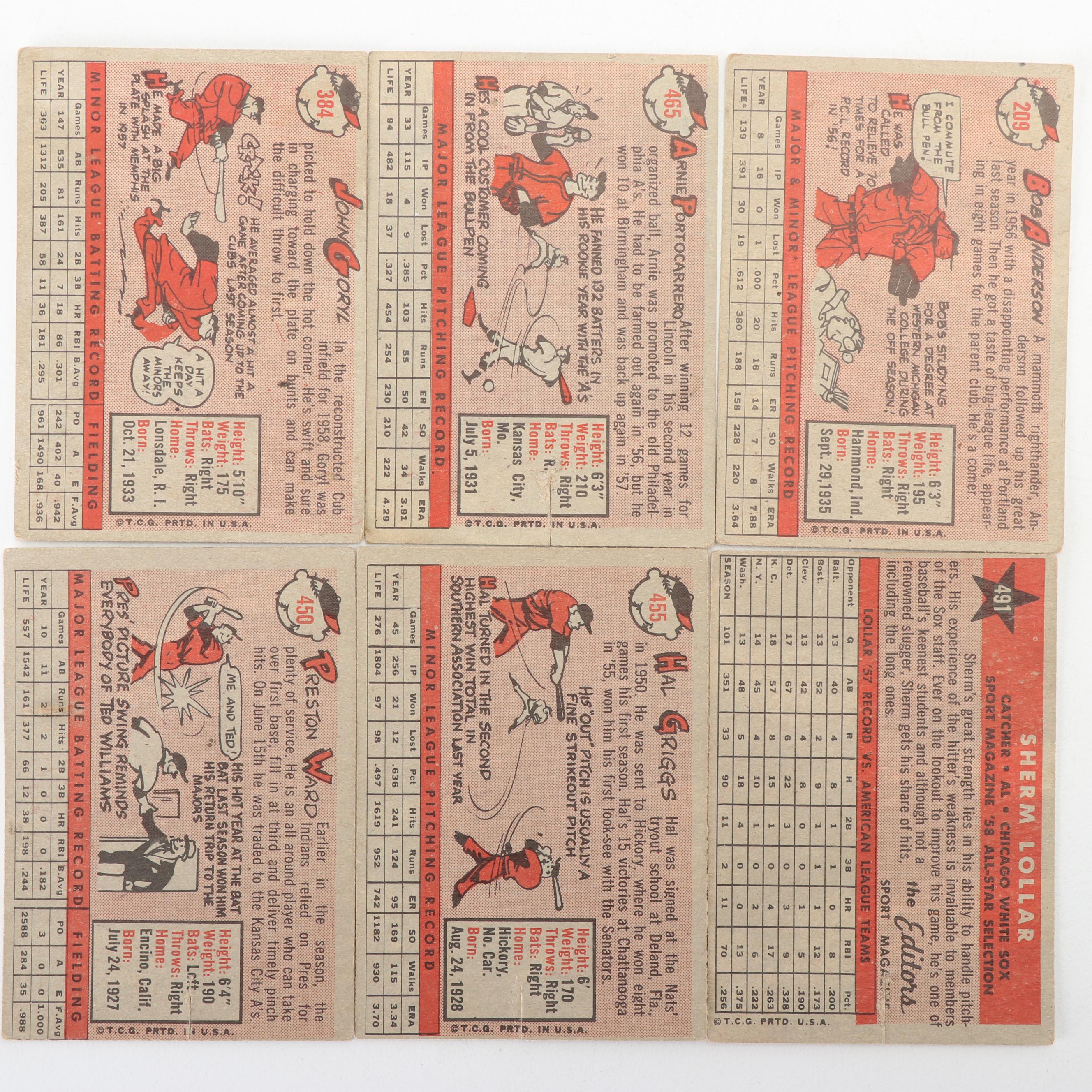 1957 and 1958 Topps Baseball Cards including Don Kaiser