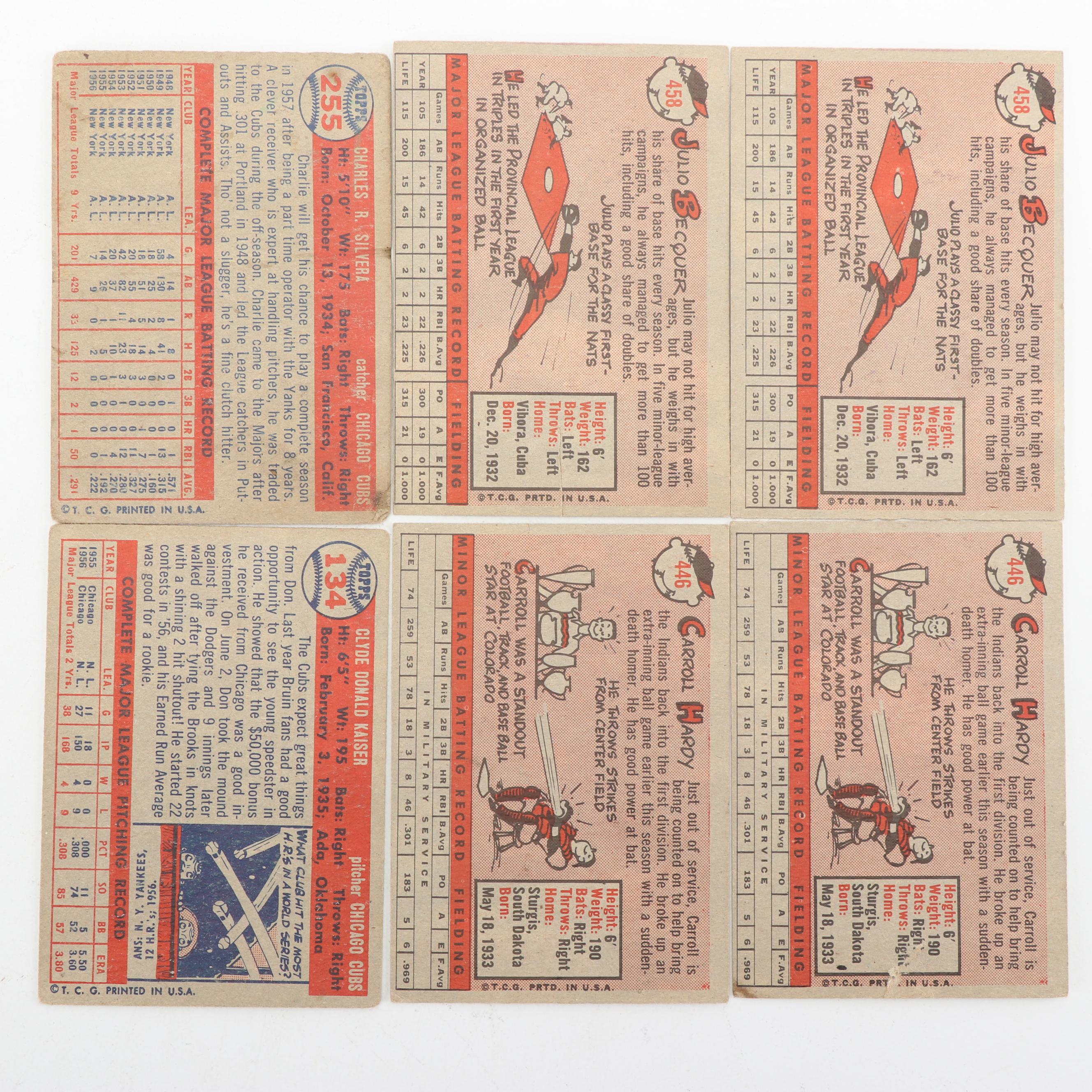 1957 and 1958 Topps Baseball Cards including Don Kaiser