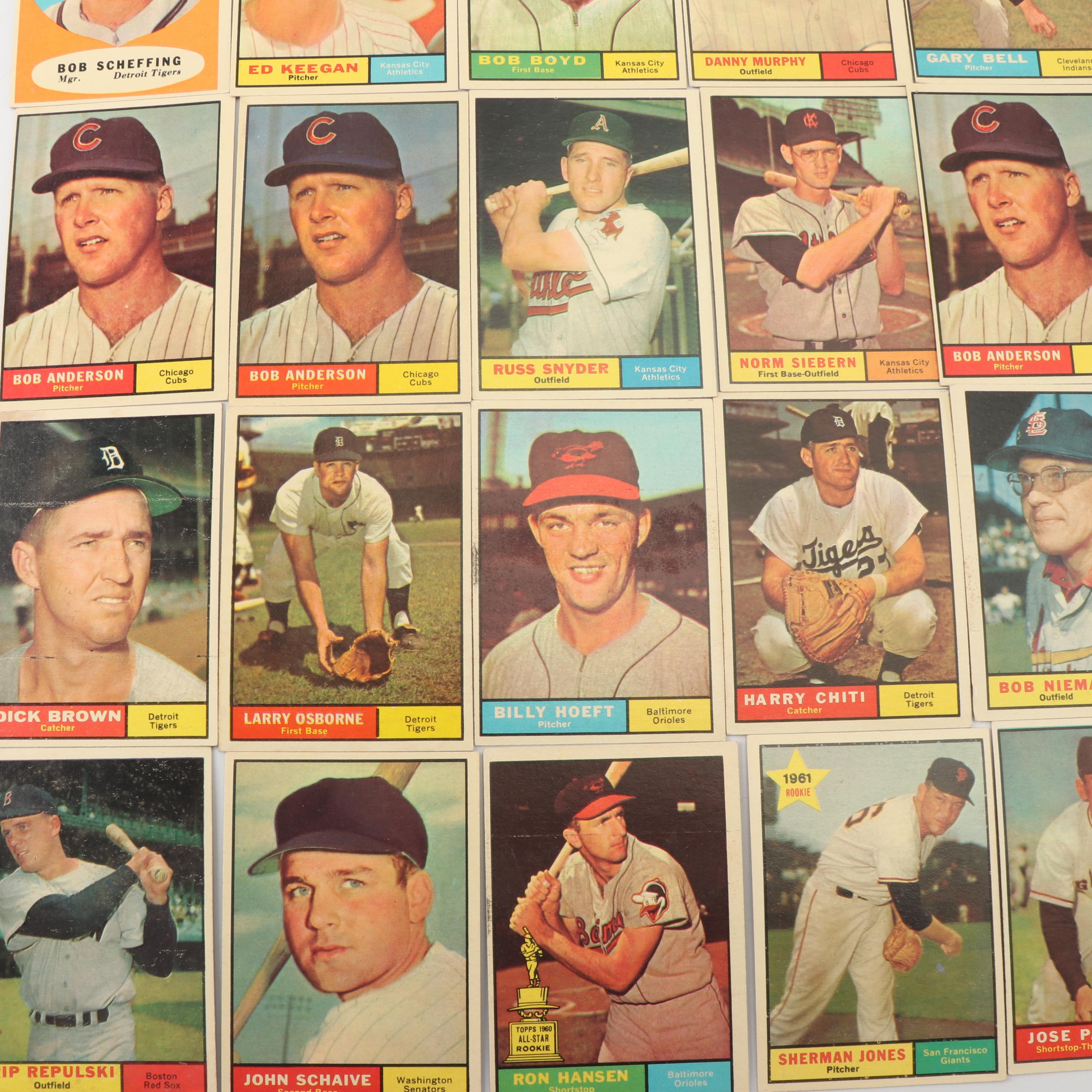 1961 Topps Baseball Cards including Sherman Jones