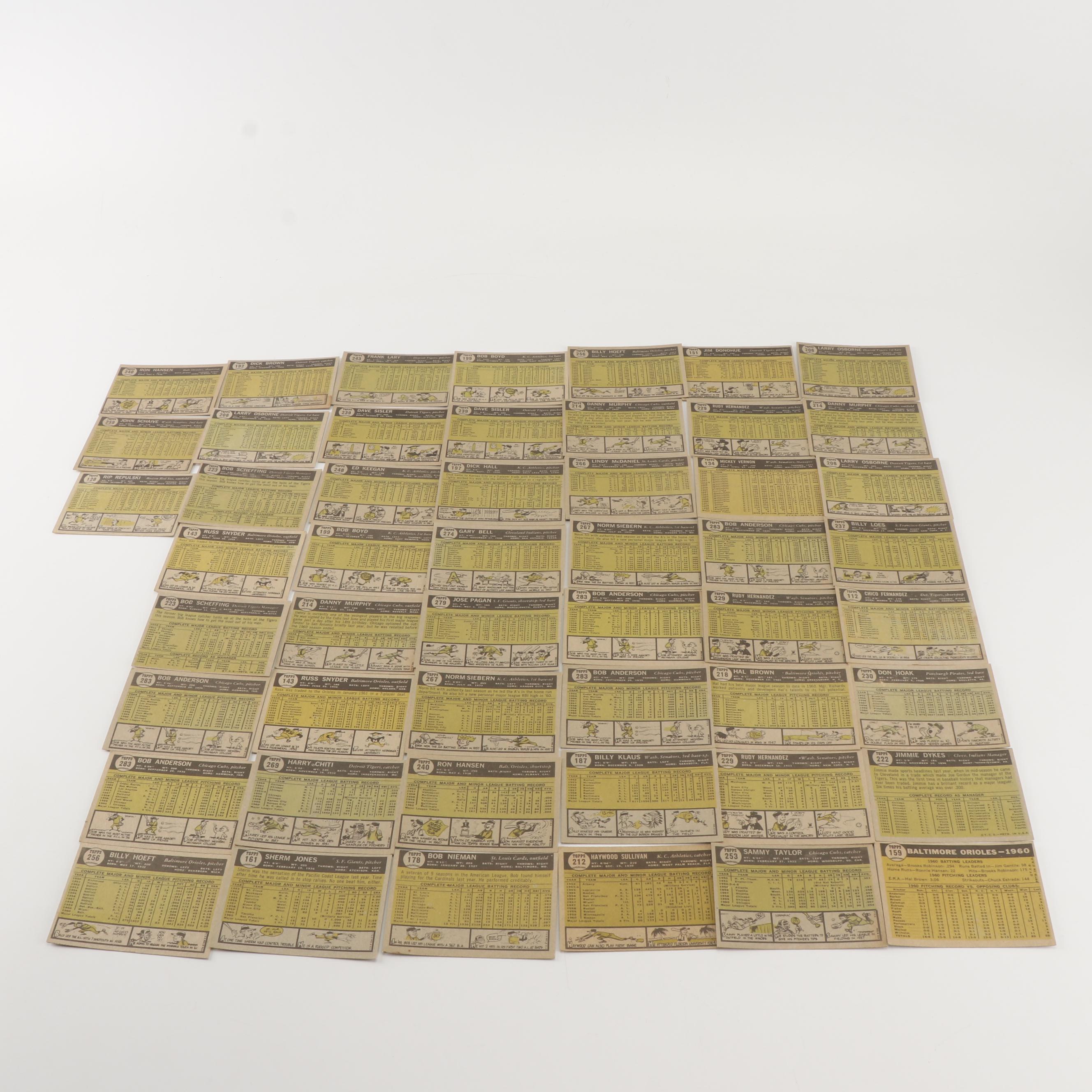 1961 Topps Baseball Cards including Sherman Jones