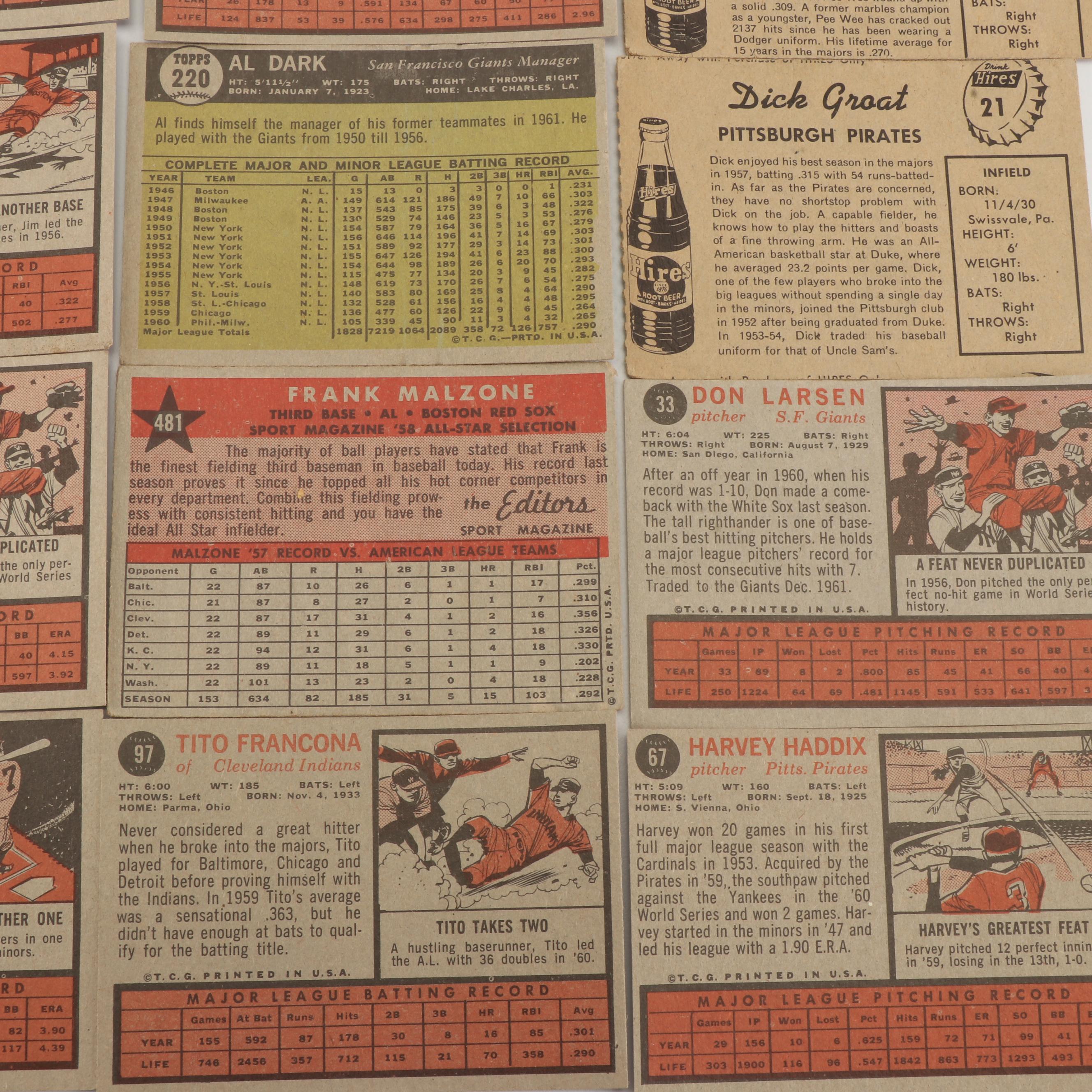 1950s-1960s Baseball Cards including Pee Wee Reese Hires Root Beer Card