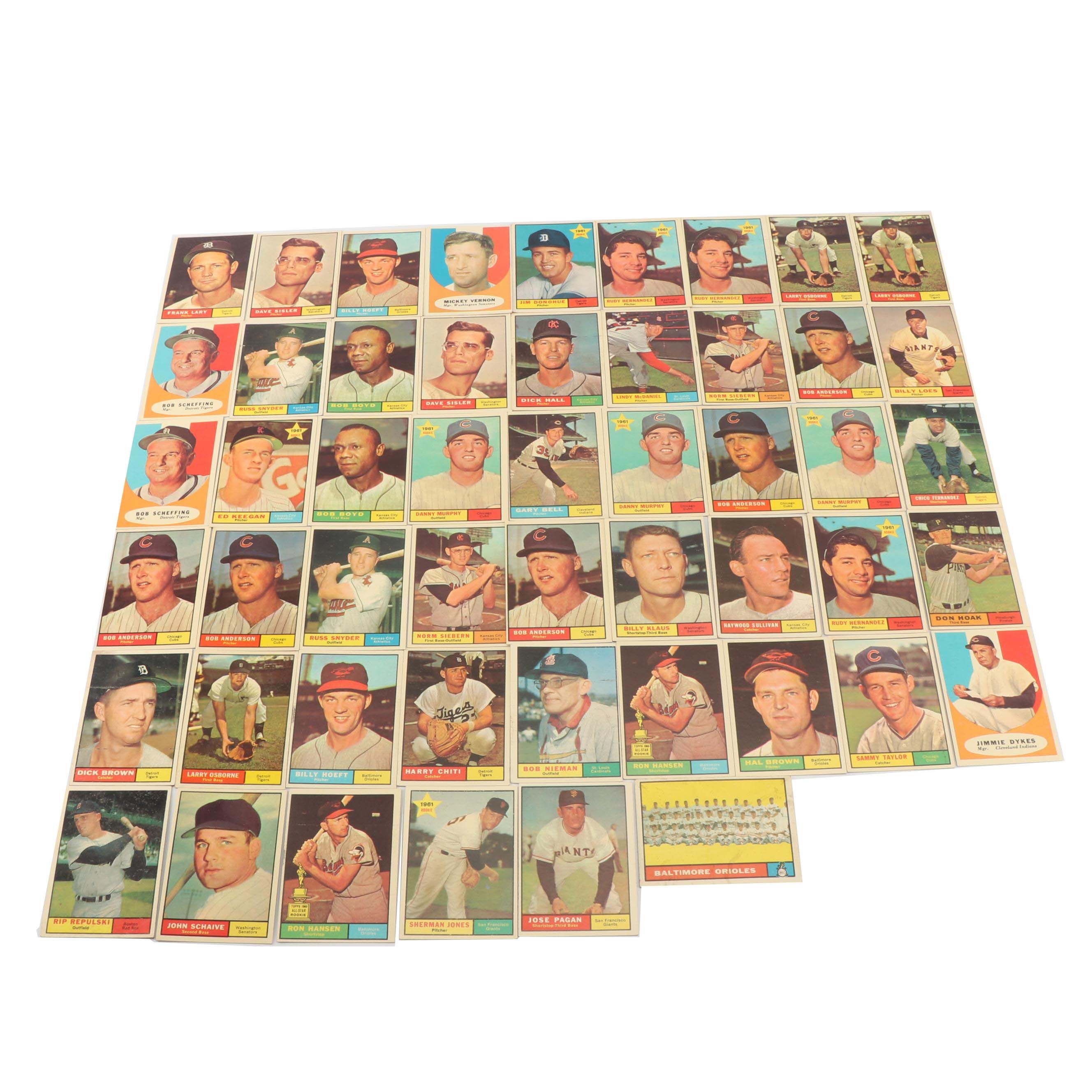 1961 Topps Baseball Cards including Sherman Jones