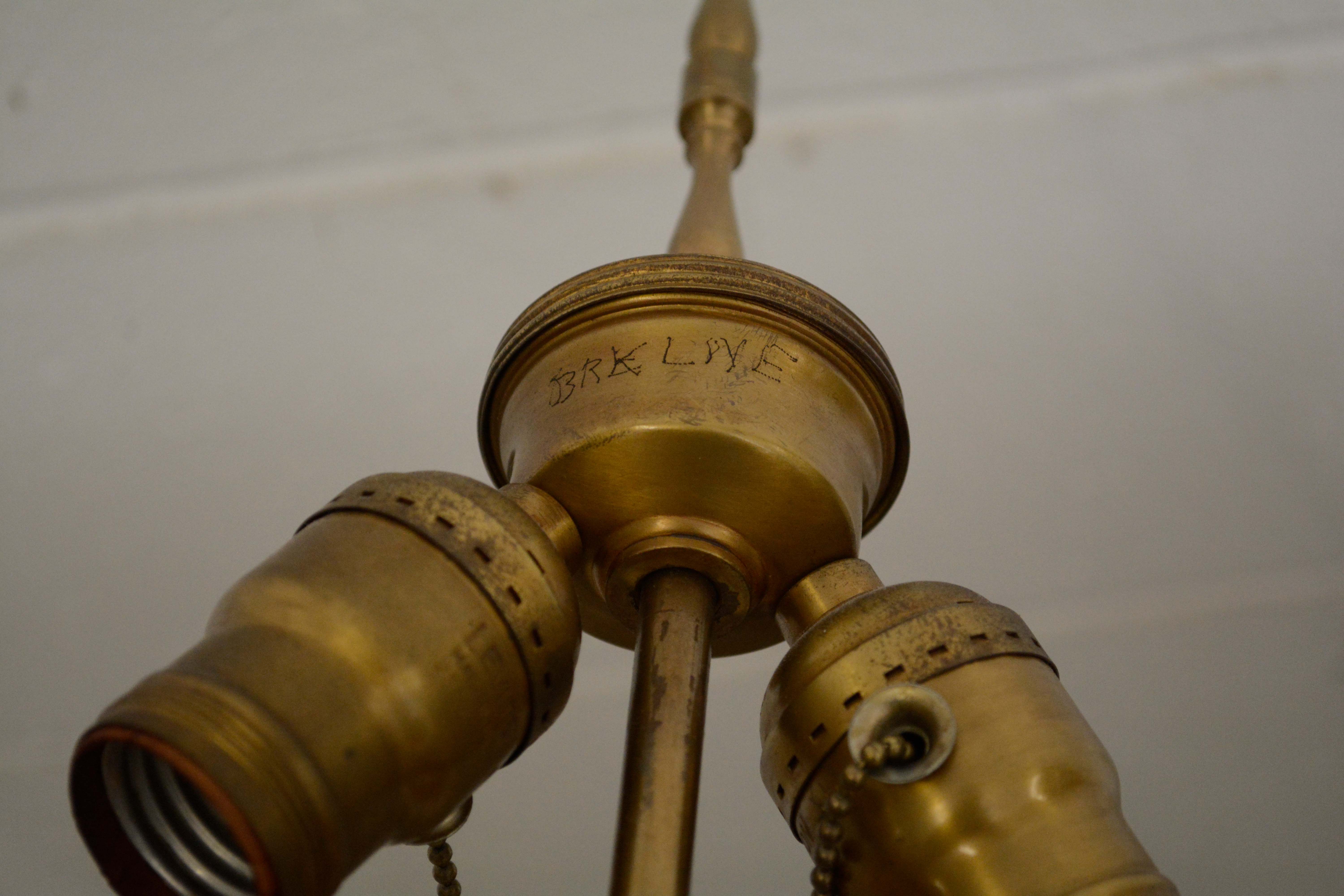 Converted Hand Decorated Glass Mantel Lustre Table Lamps with Crystal Prisms