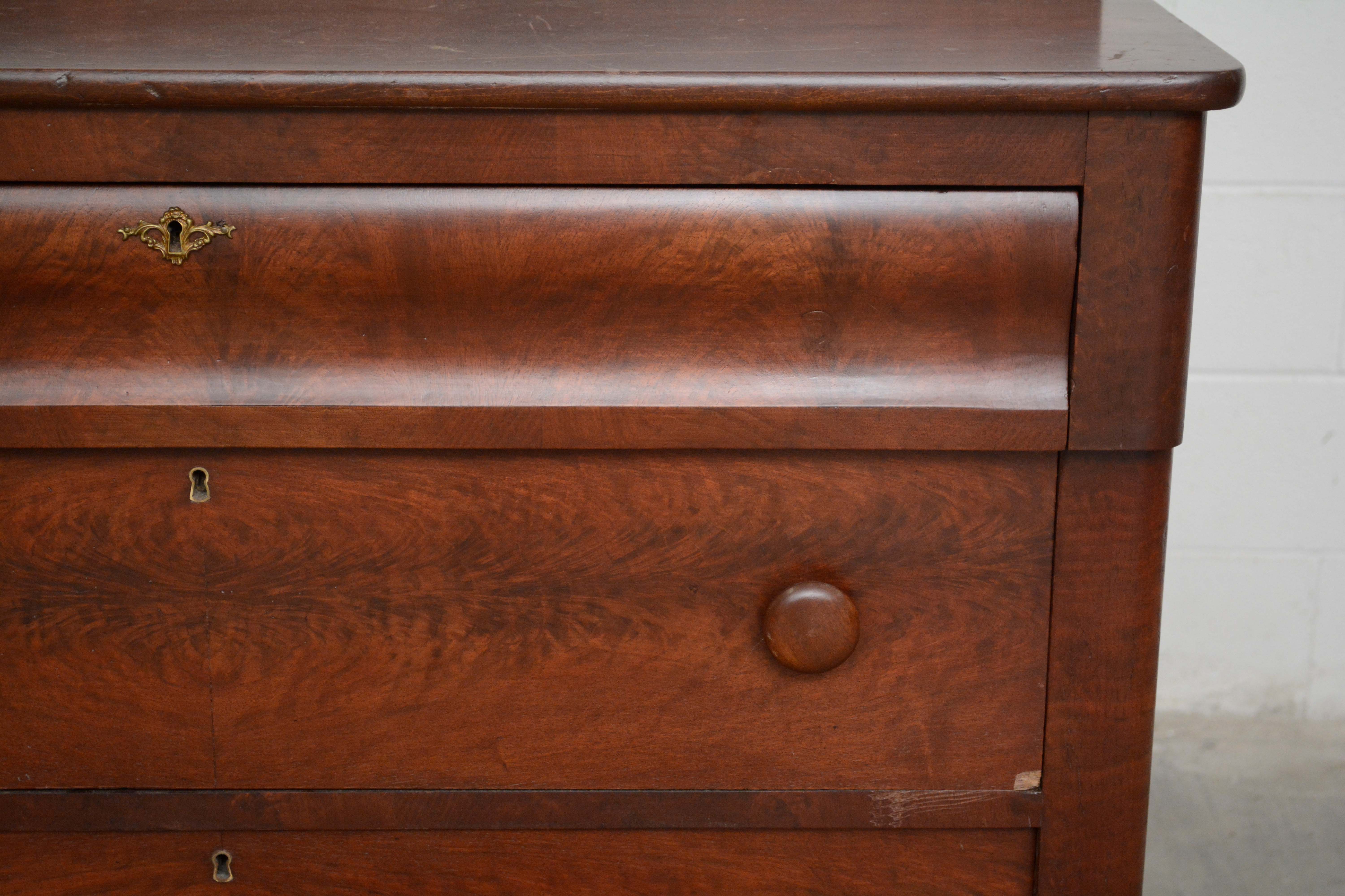 American Empire Mahogany Chest of Drawers, Mid 19th Century