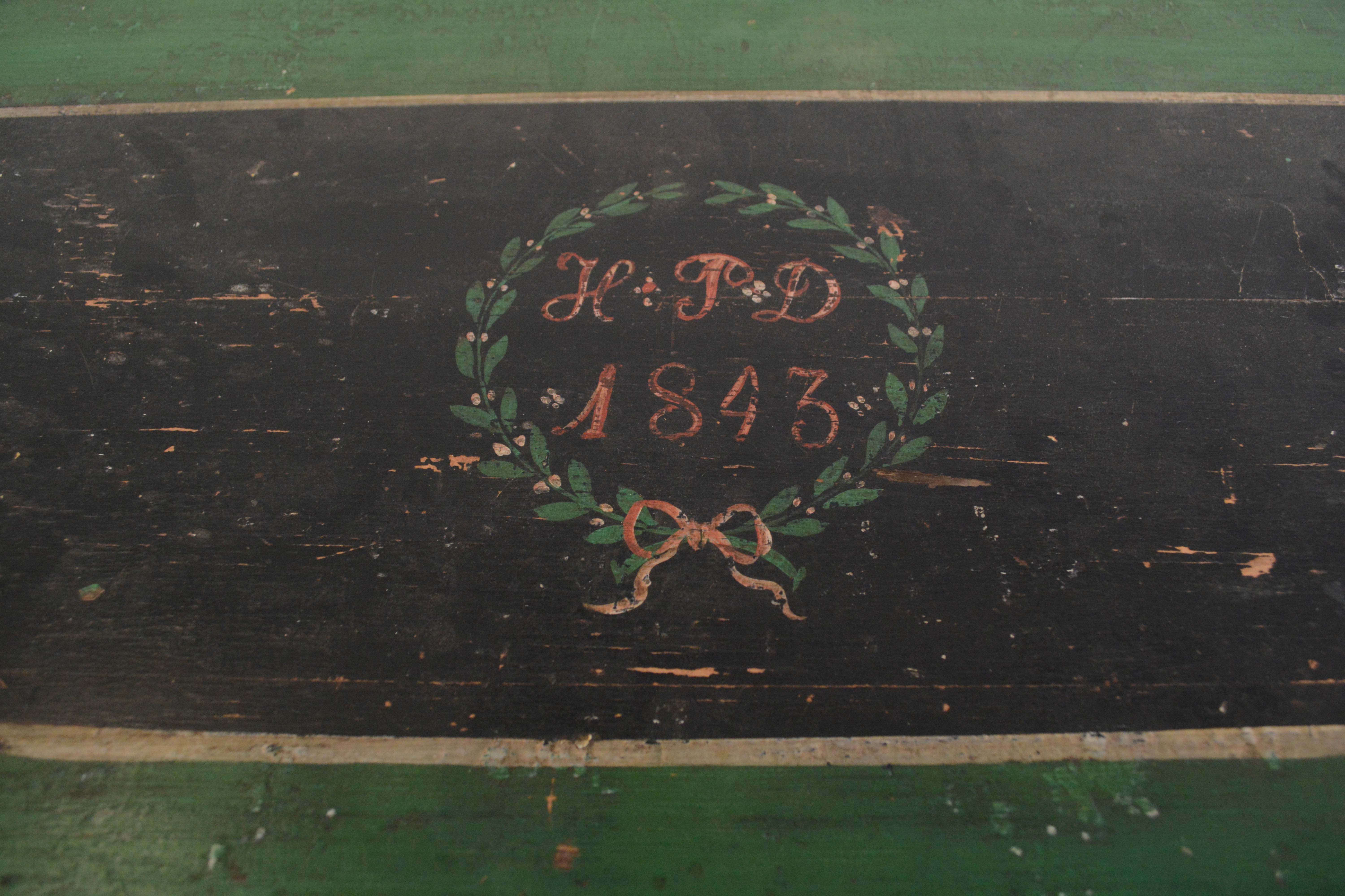 South German/Austrian Paint-Decorated Chest of Drawers, Circa 1843