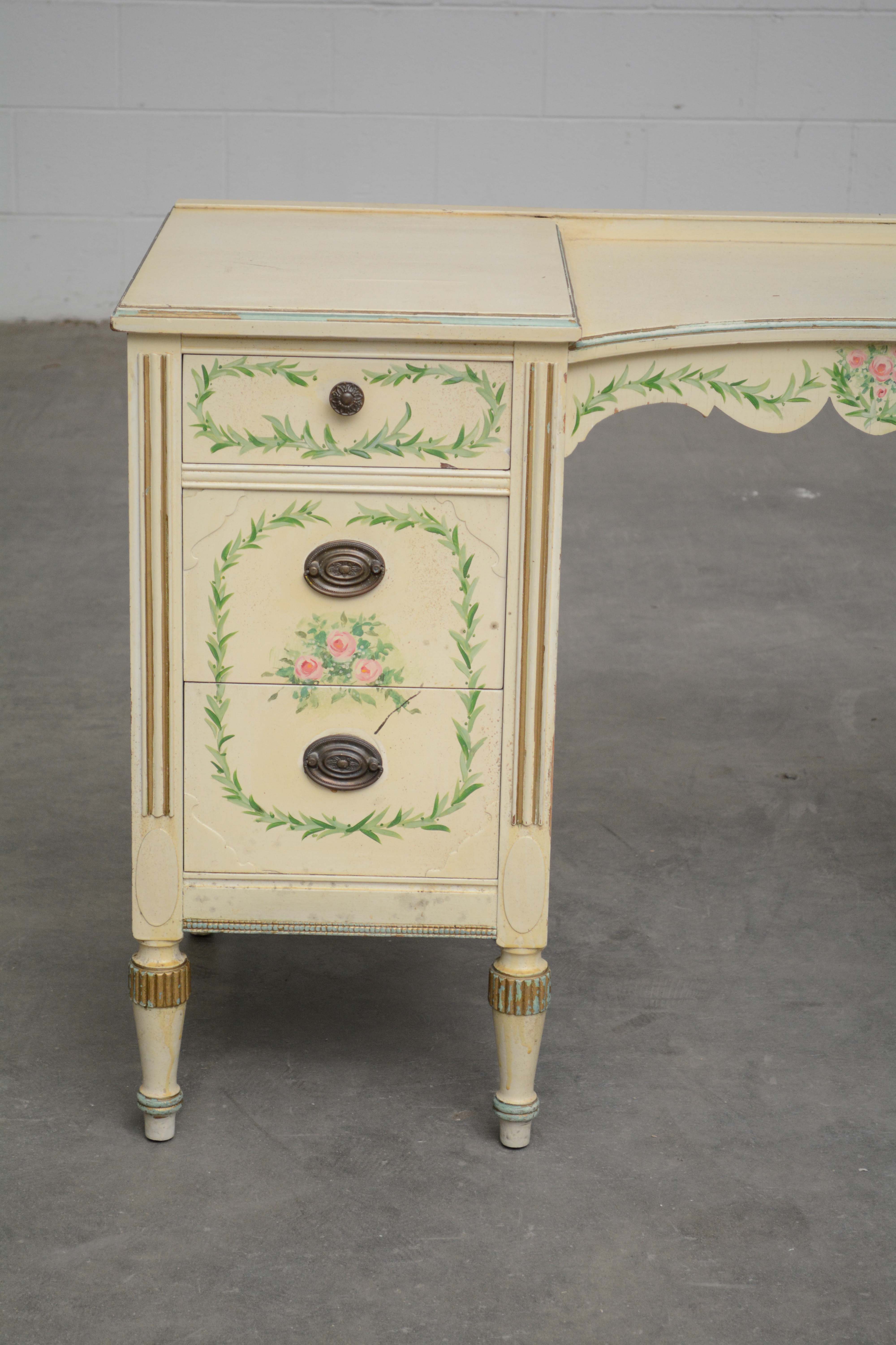Louis XVI Style Painted Wooden Vanity, 20th Century