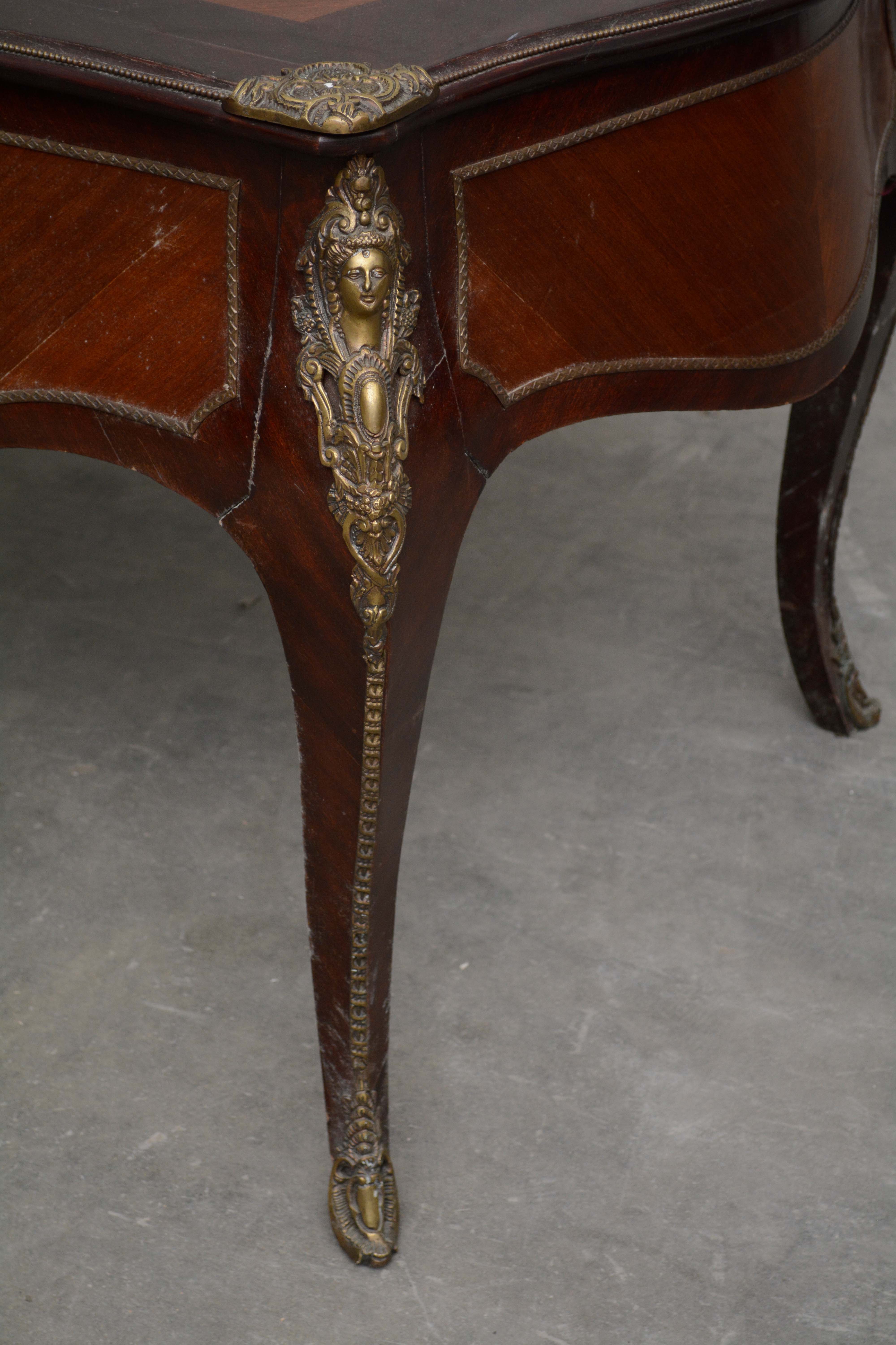 Louis XV Style Gilt-Metal Mounted Kingwood Bureau Plat, 20th Century