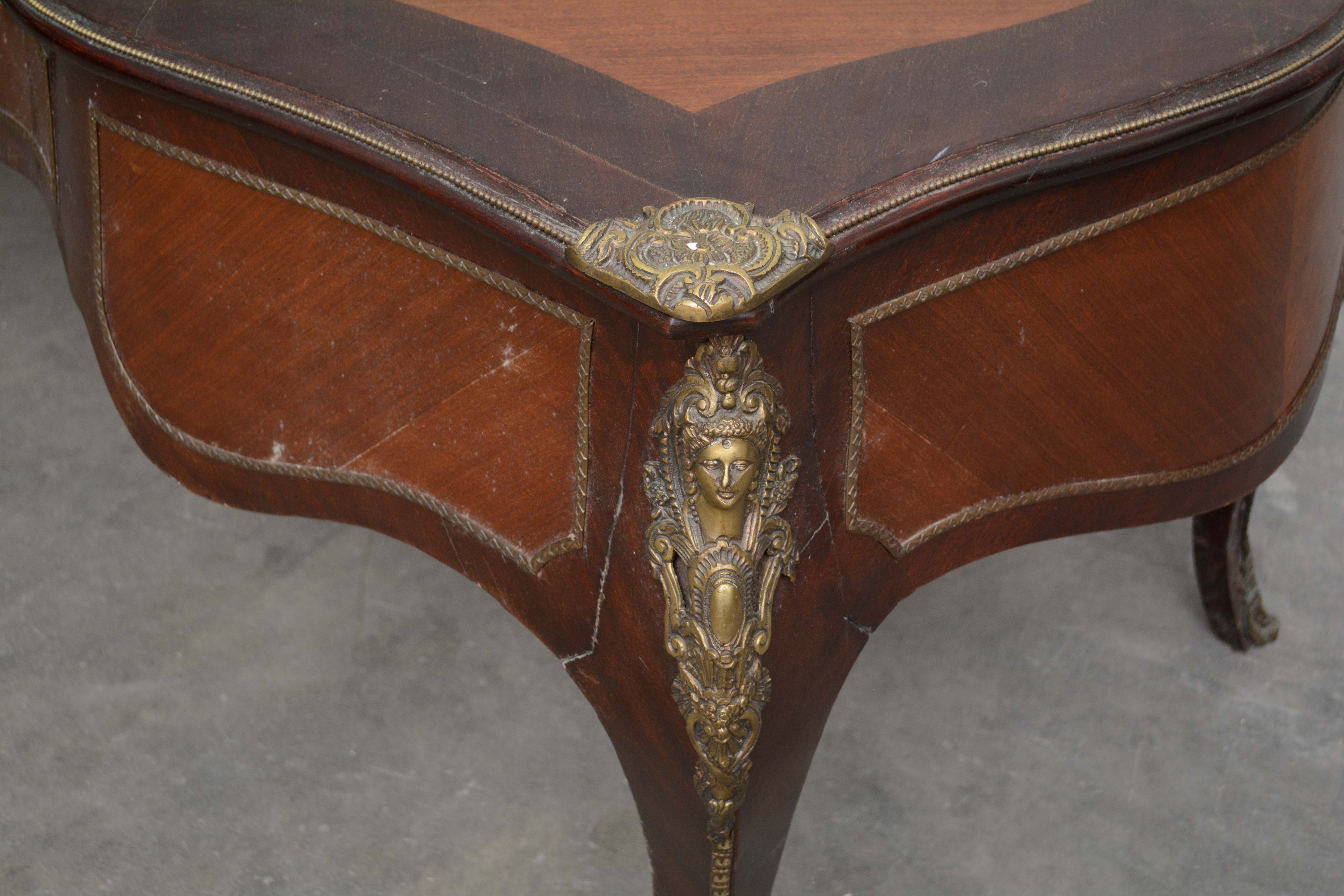 Louis XV Style Gilt-Metal Mounted Kingwood Bureau Plat, 20th Century