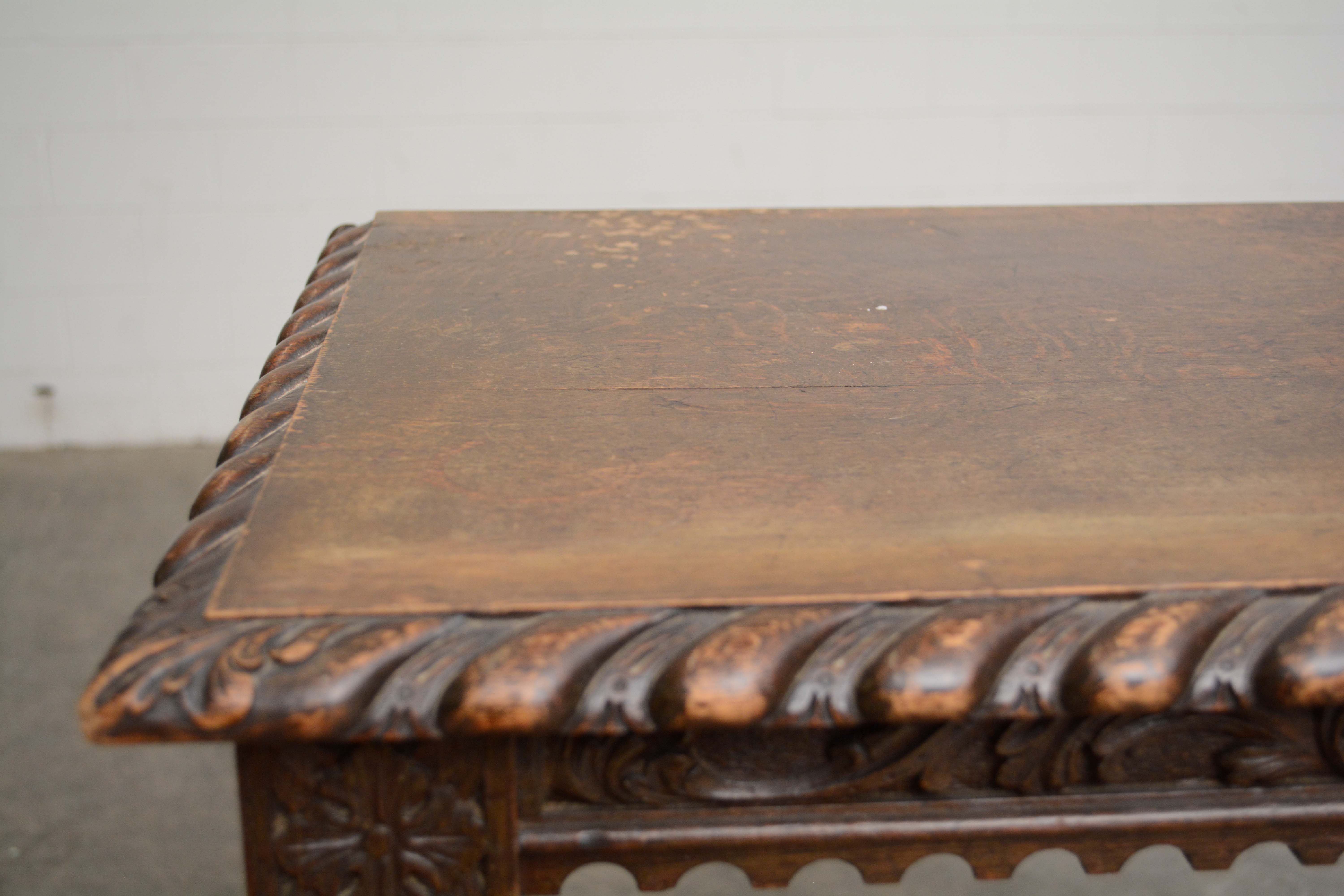 Louis XIII Style Walnut Low Bookcase on Casters, 20th Century