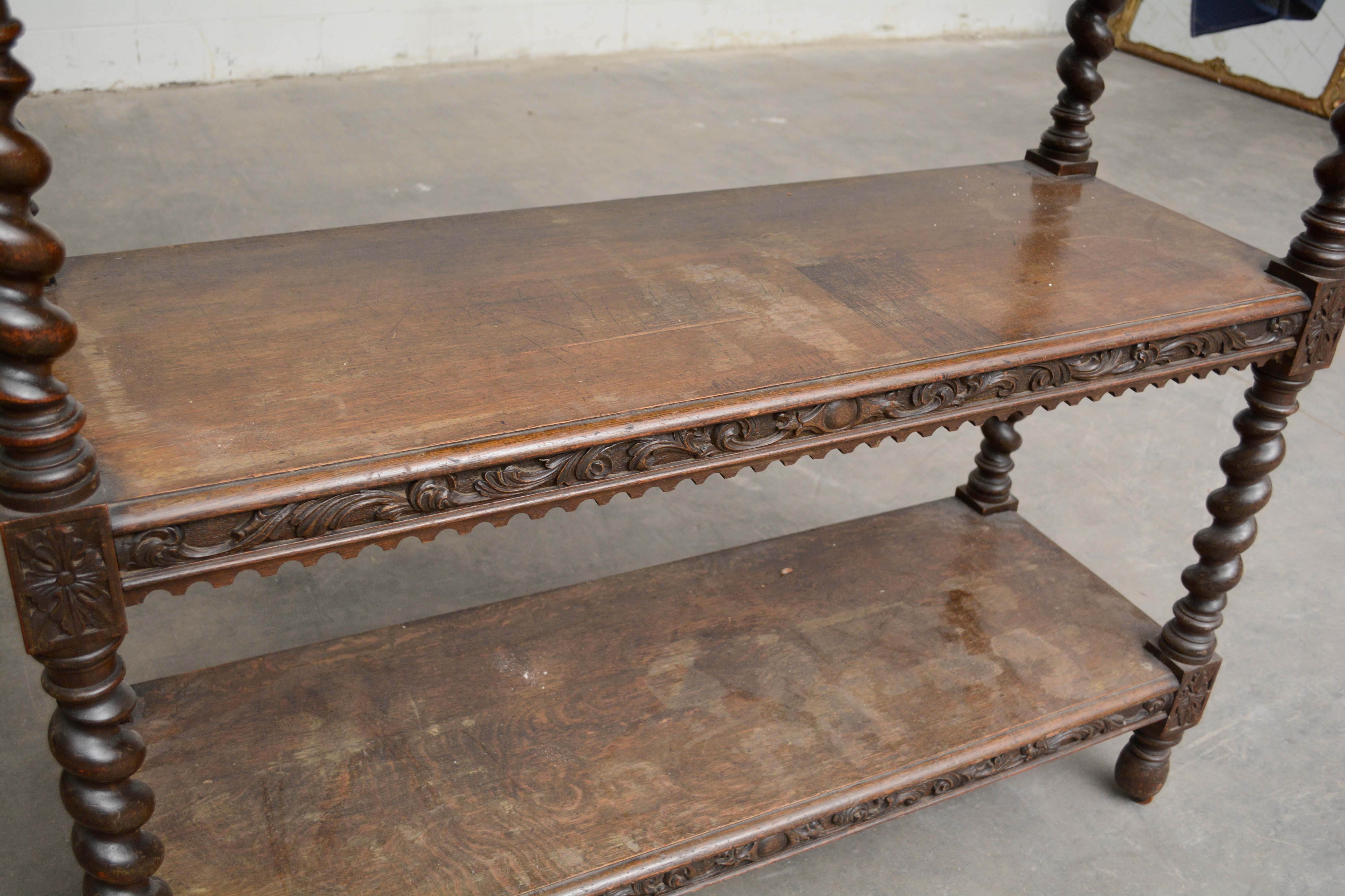 Louis XIII Style Walnut Low Bookcase on Casters, 20th Century