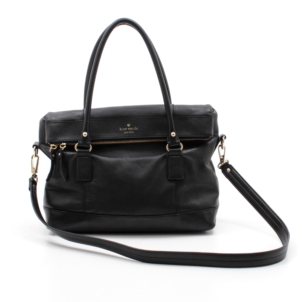 Kate Spade New York Black Foldover Leather Satchel