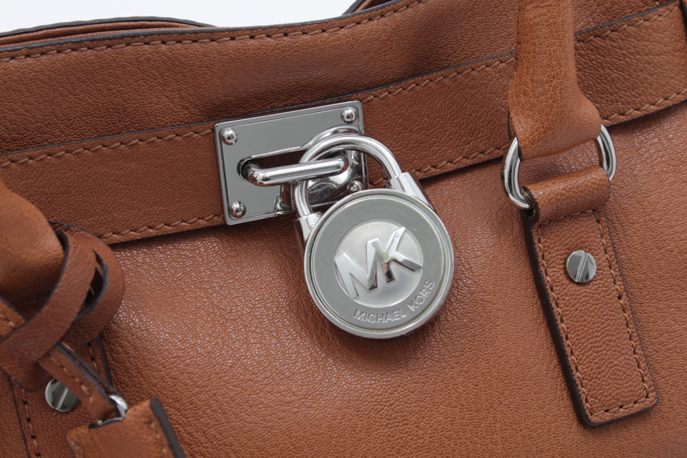 MICHAEL Michael Kors Hamilton Textured Brown Leather Satchel