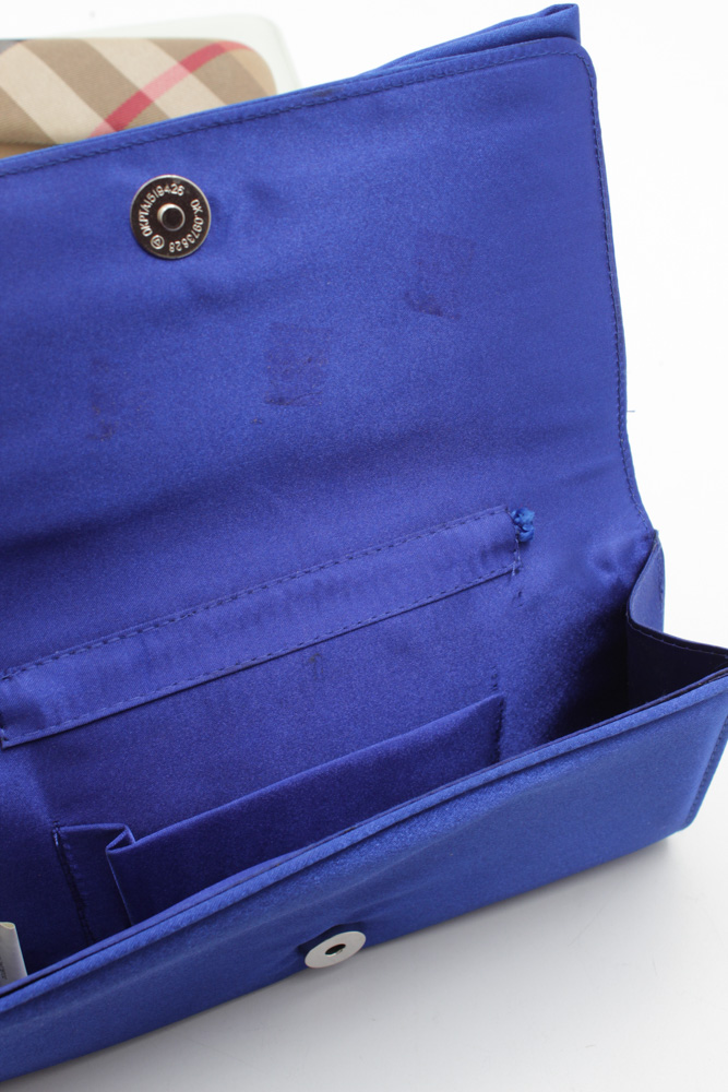 Burberry Eyeglass Case, Kate Spade Wallet, Satin Clutch and Prada Parfums Box