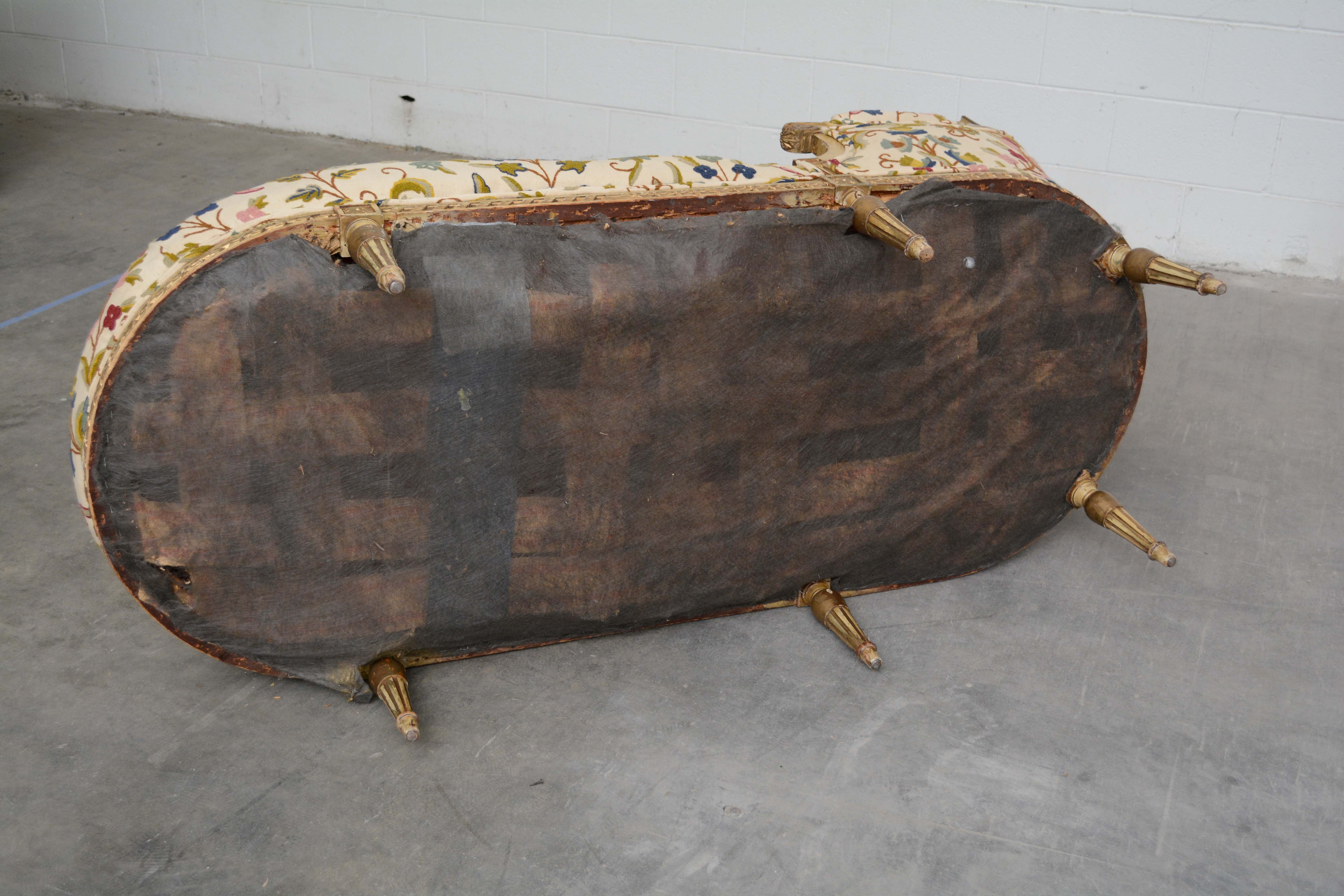 Louis XVI Style Painted and Upholstered Chaise Lounge, Early 20th Century