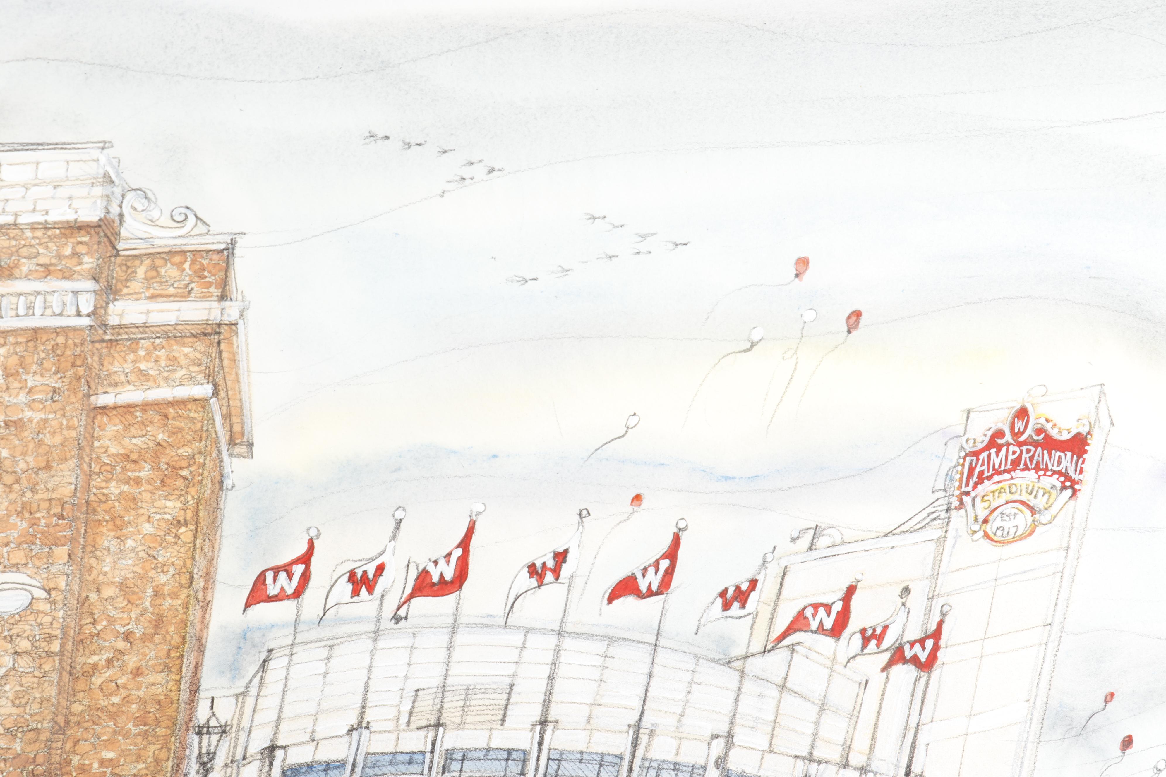 Mark McMahon Mixed Media Painting "University of Wisconsin"