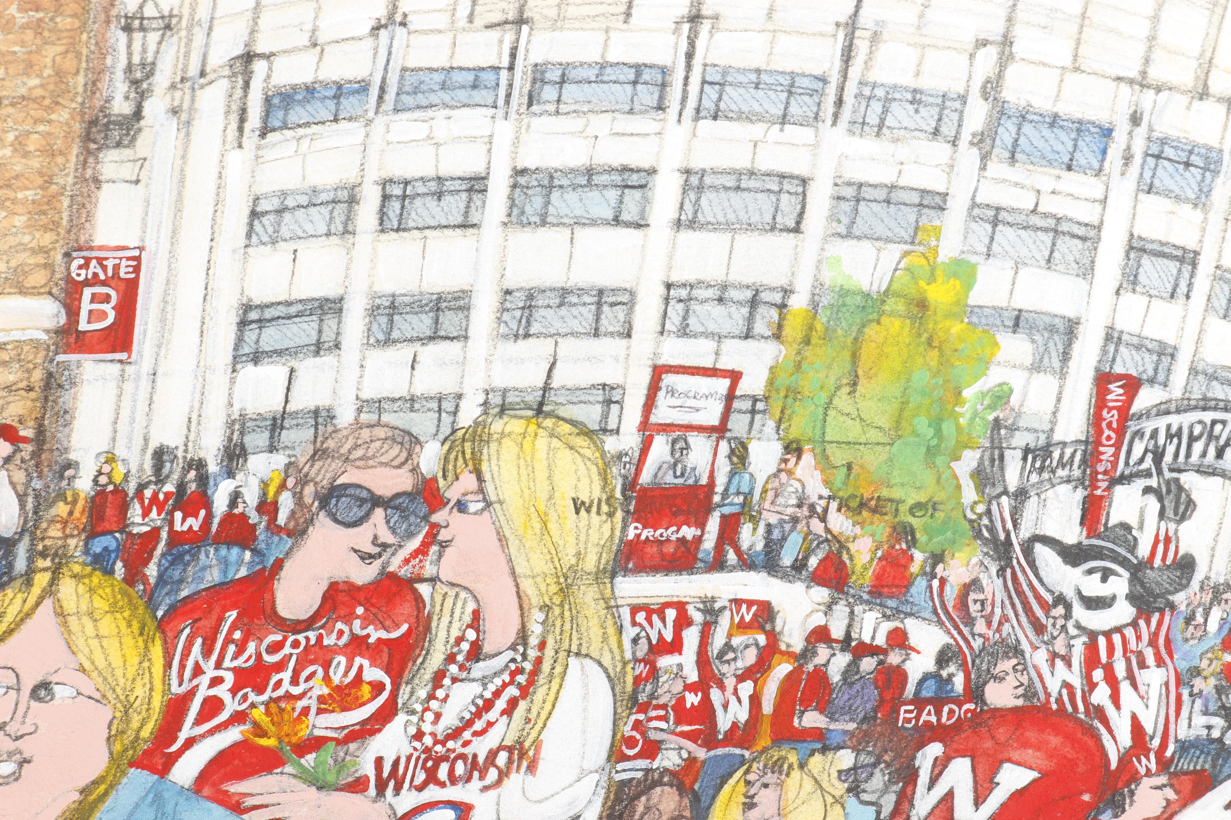 Mark McMahon Mixed Media Painting "University of Wisconsin"