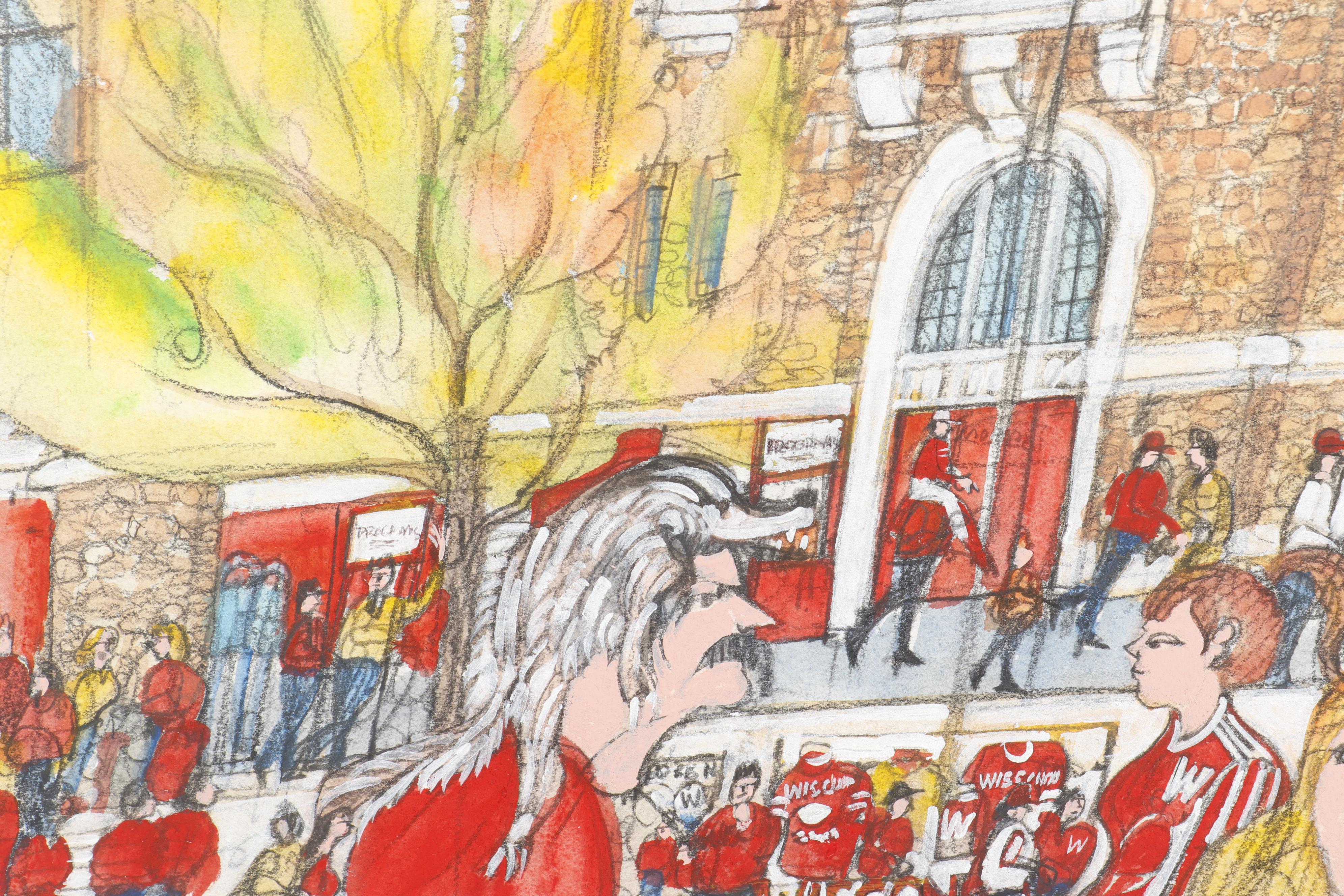 Mark McMahon Mixed Media Painting "University of Wisconsin"